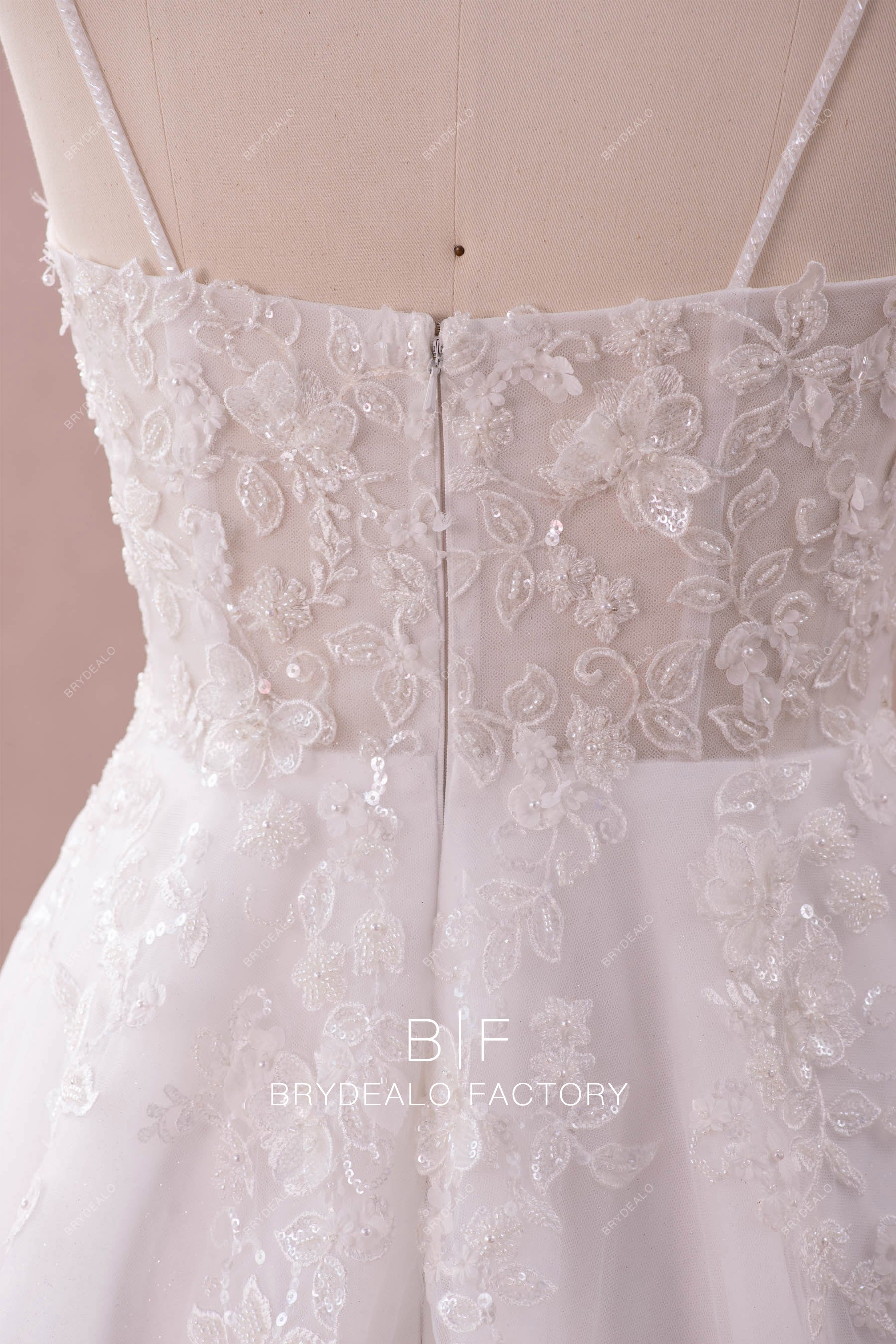 illusion beaded lace wedding gown