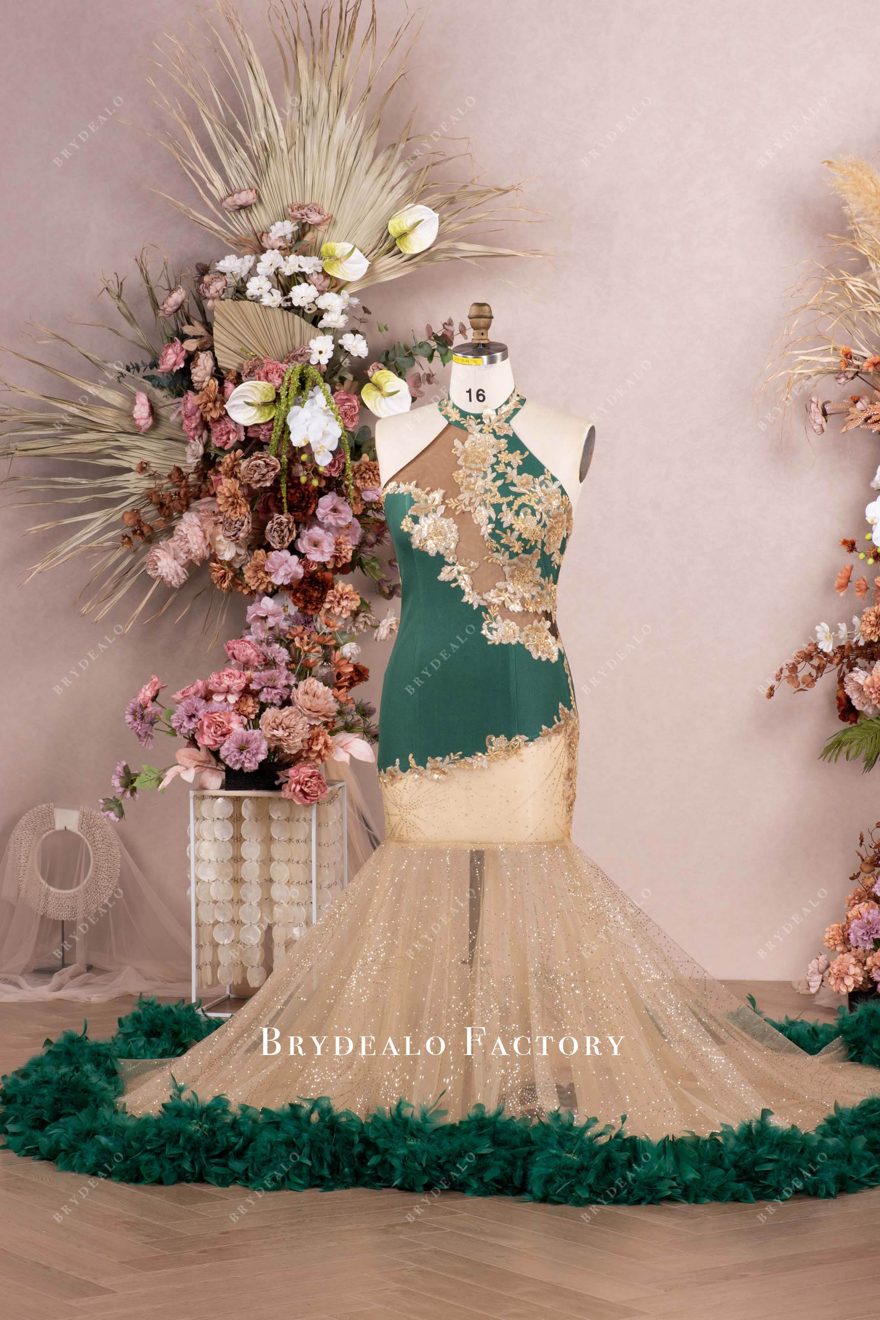 illusion cutout sparkly mermaid prom dress