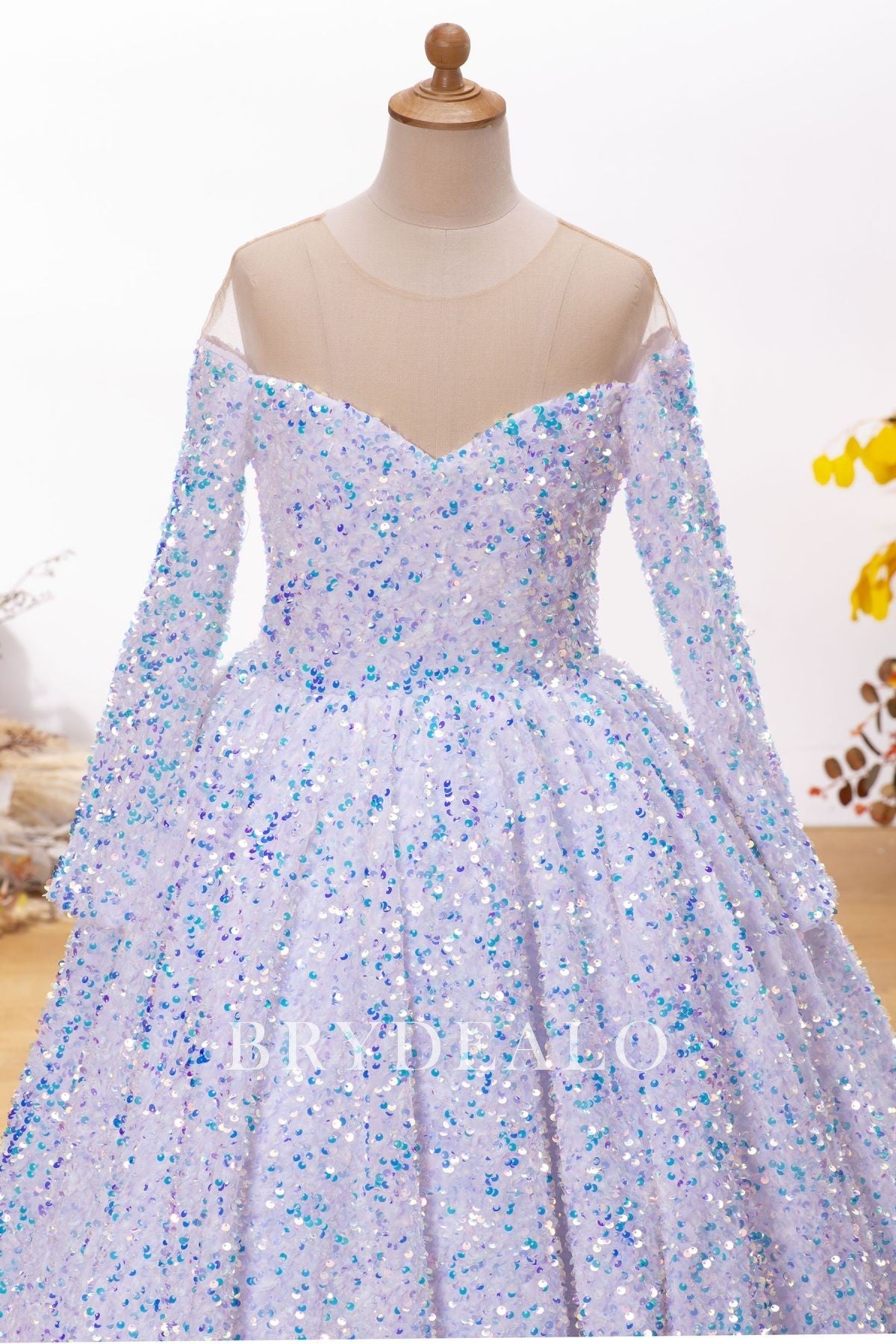 Iridescent Sequin Sweetheart Neck Flower Girl Ball Gown Online
