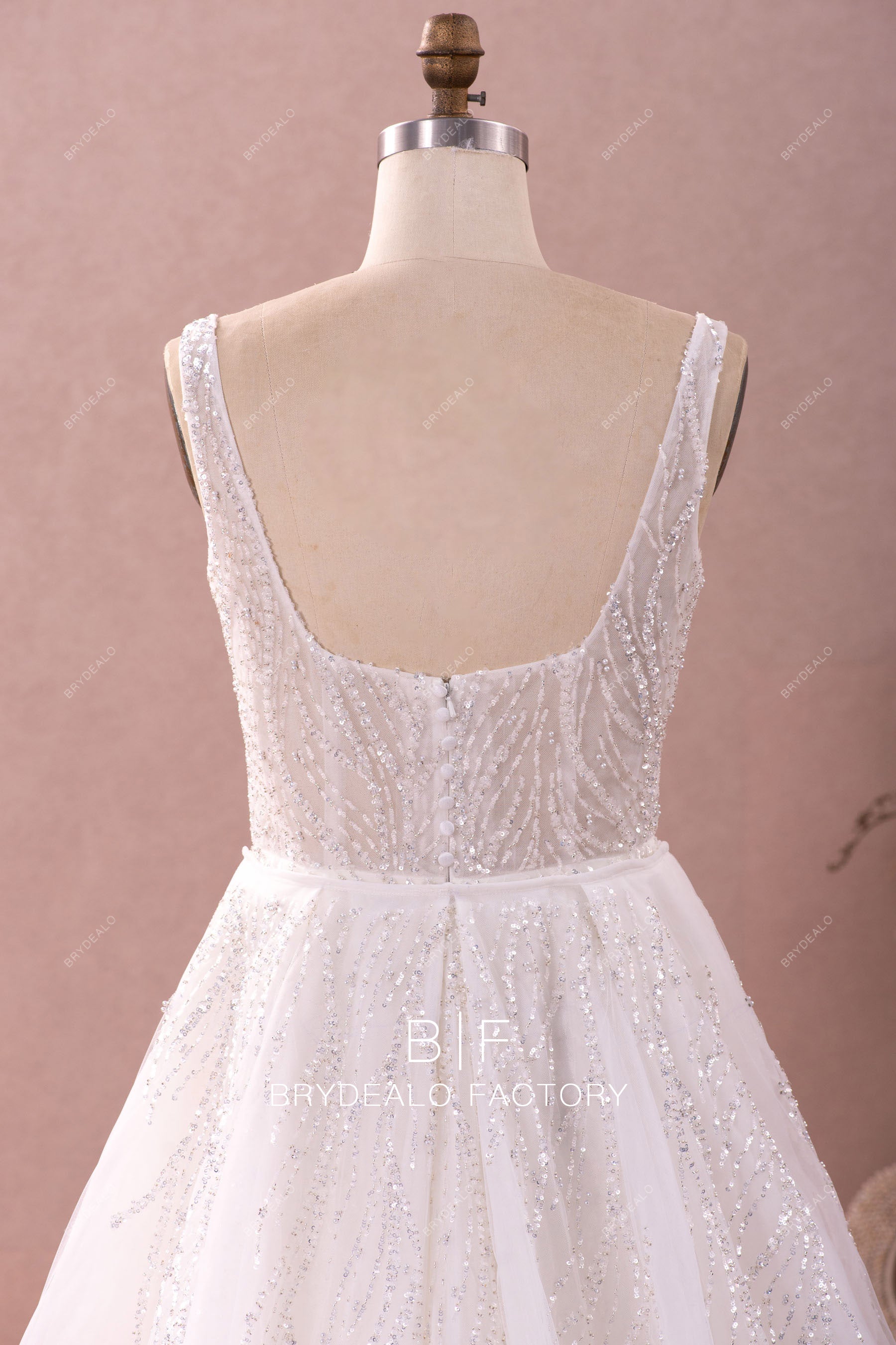 illusion straps beaded designer wedding dress