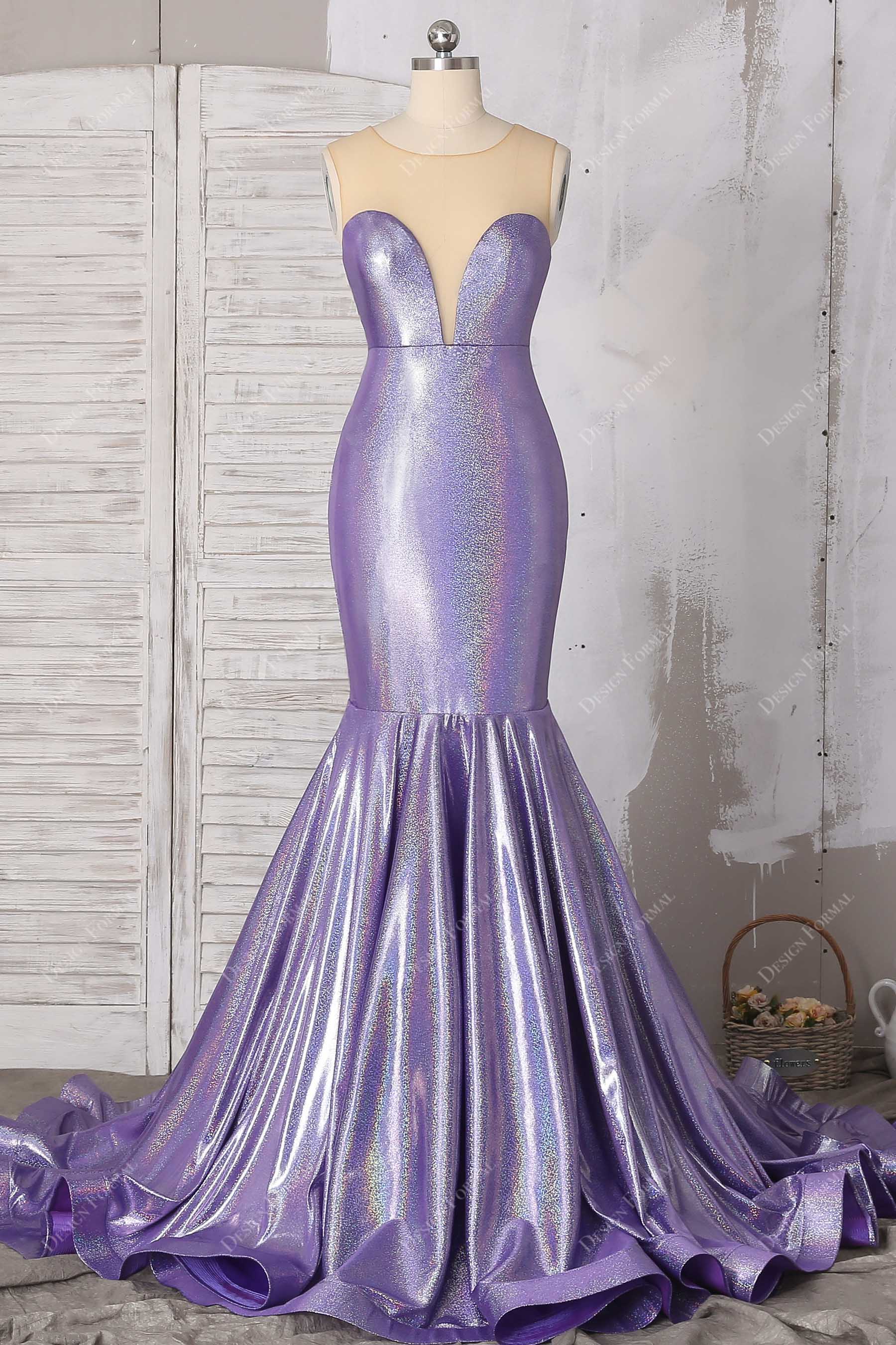 Lavender Spandex Glitter Sweetheart Dramatic Trumpet Prom Dress Lavender Spandex Glitter Sweetheart Dramatic Trumpet Prom Dress