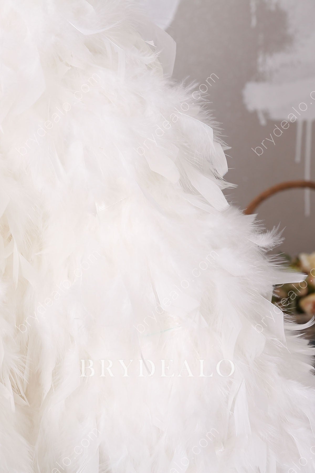 Sleeveless Designer Feathers Flower Girl Dress