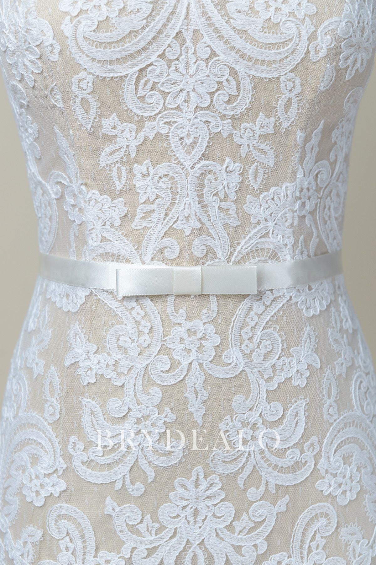 Pretty Ivory Satin Bow Bridal Sash for Sale