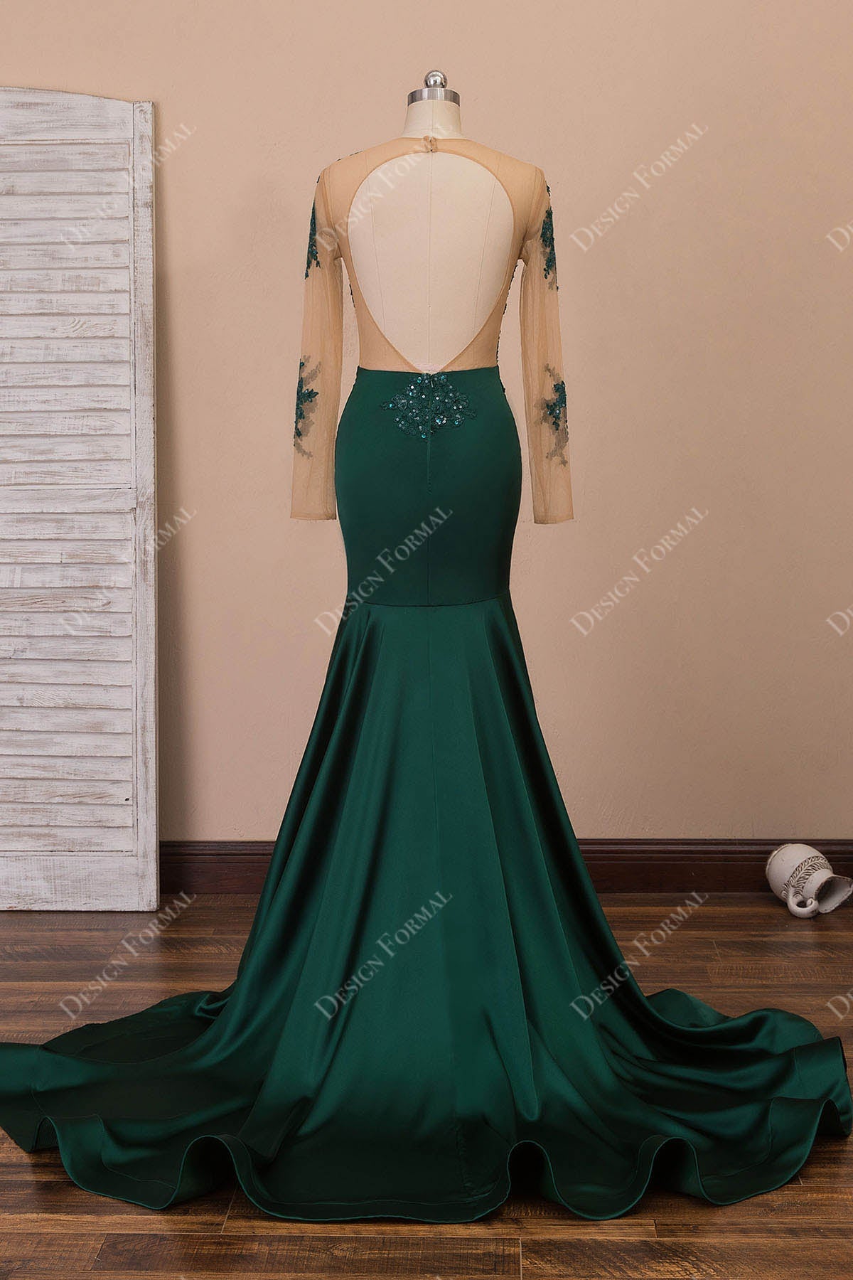 keyhole back emerald jersey mermaid dress
