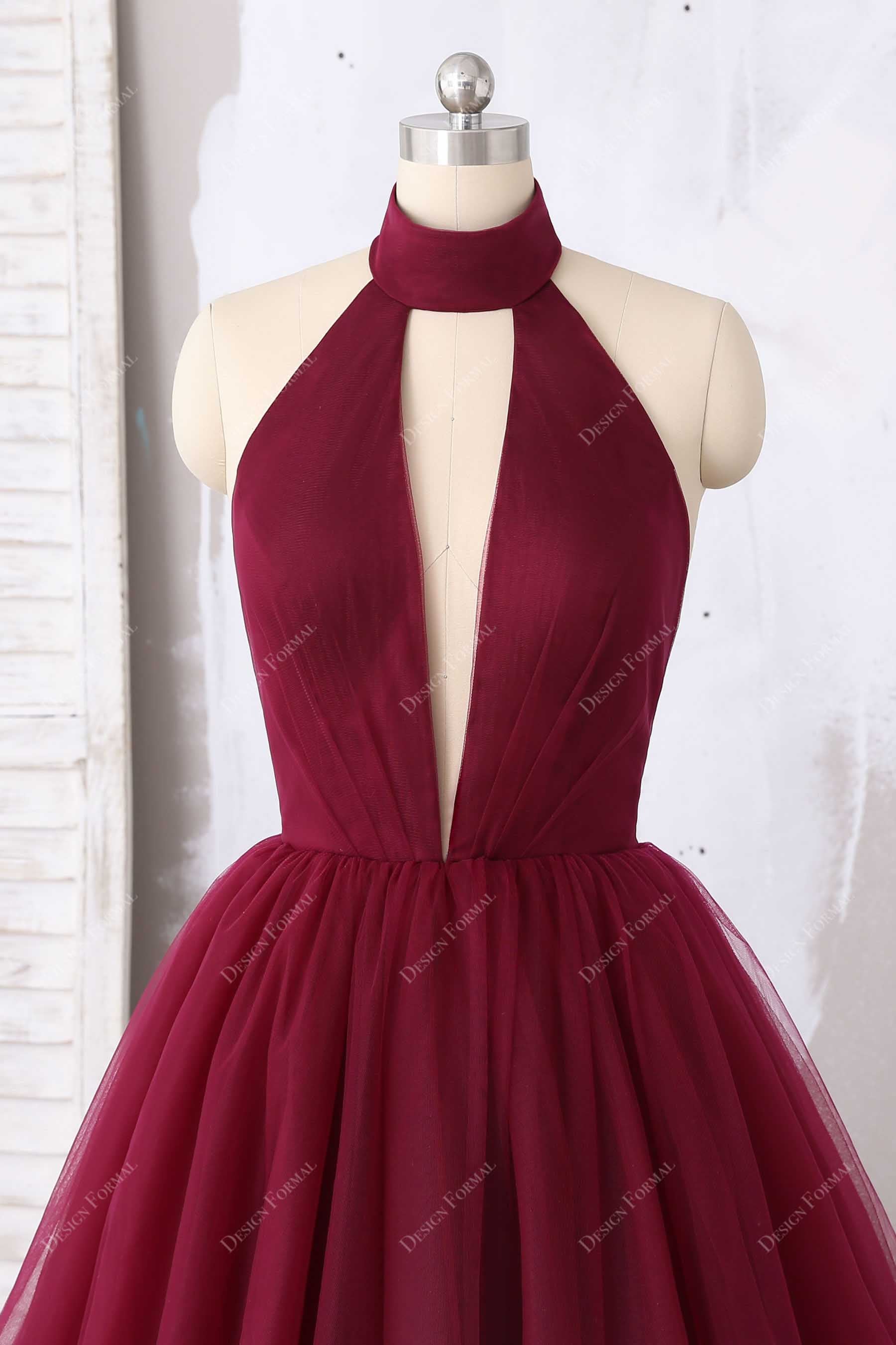 keyhole halter neck gown