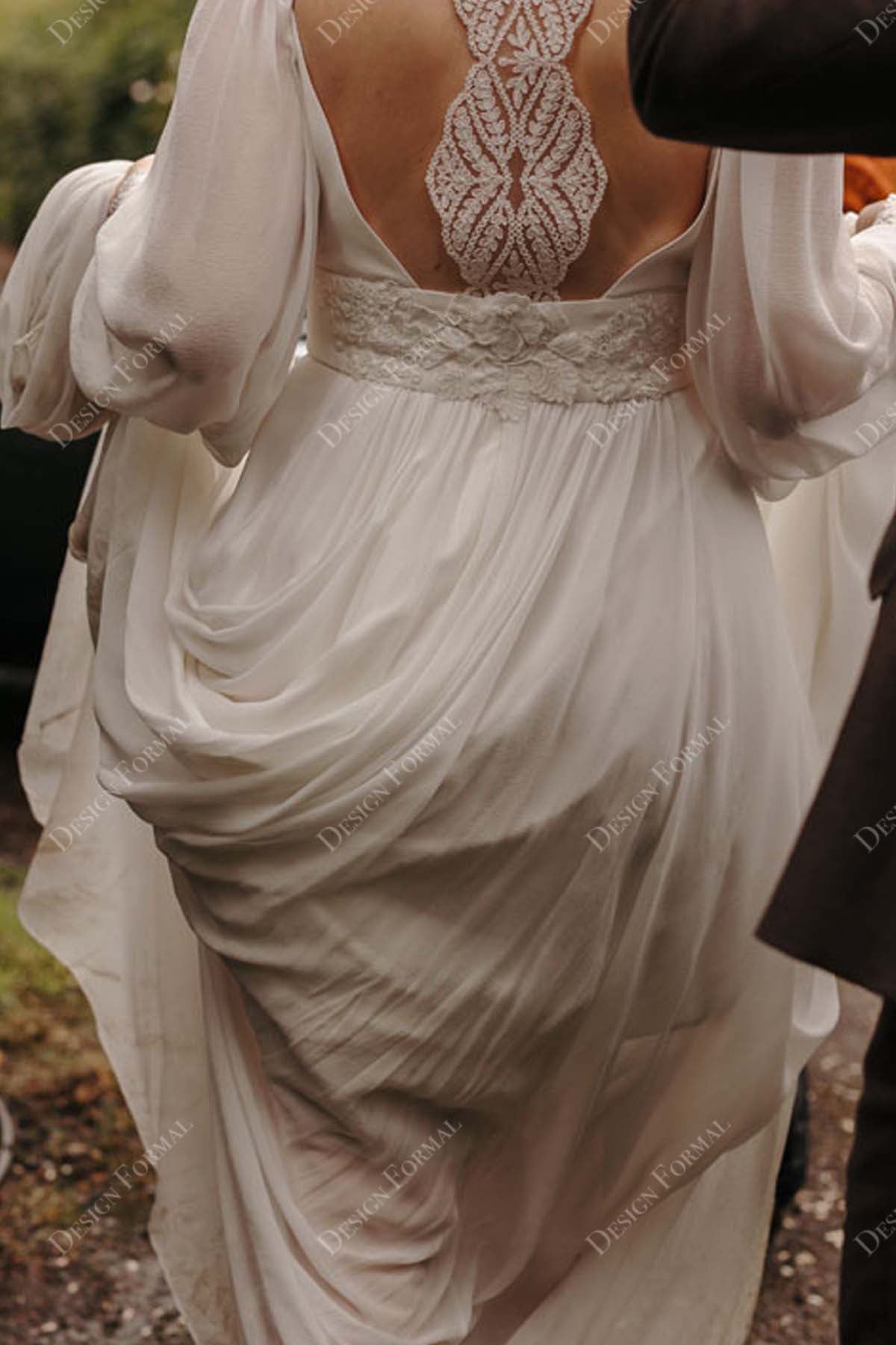 lace back A-line bridal dress