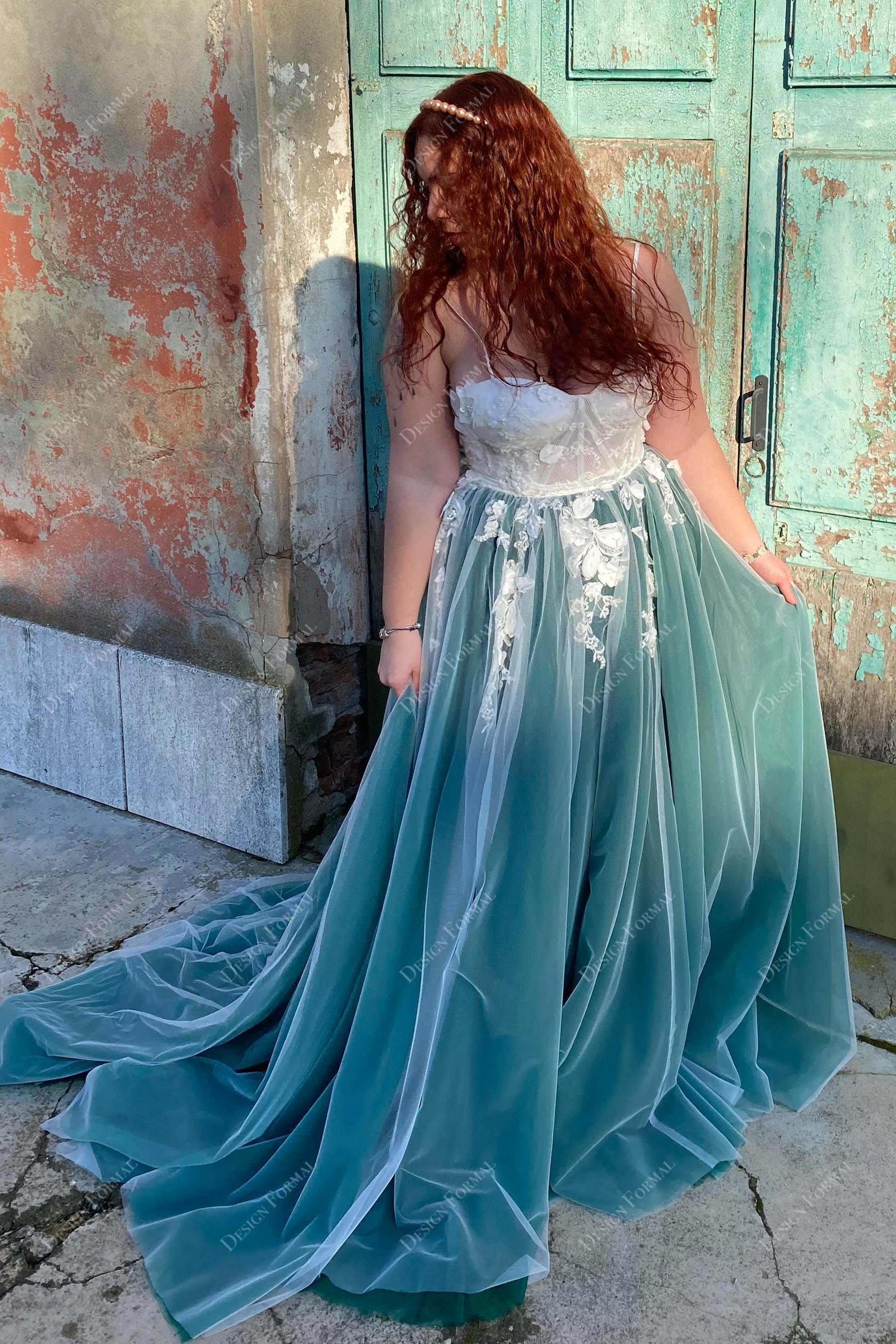 lace corset A-line wedding dress