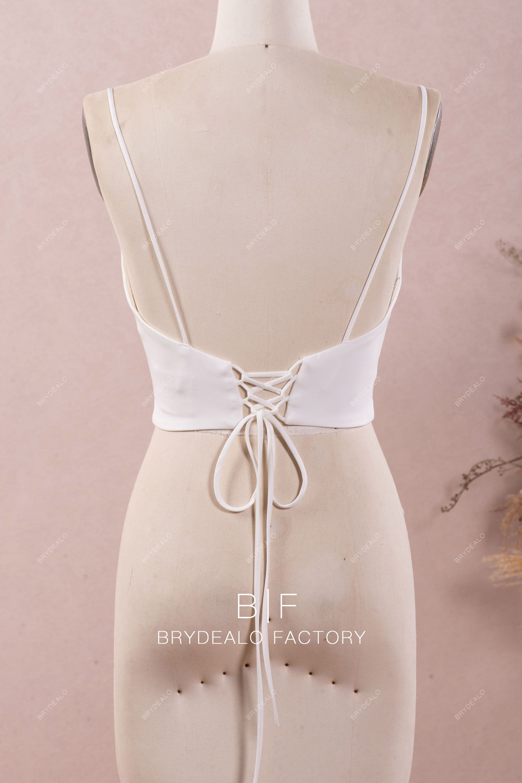 lace up closure crepe bridal top