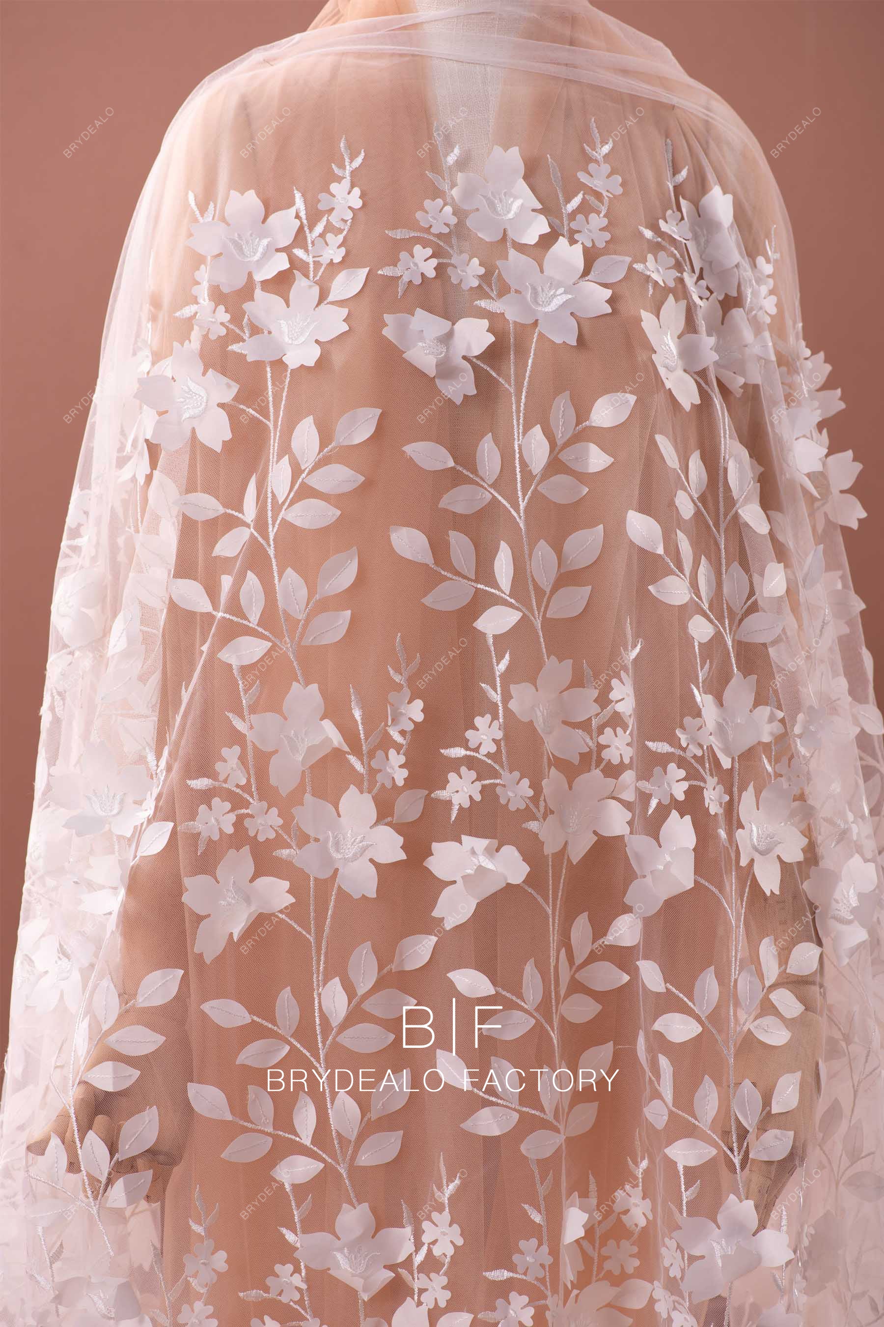 Designer Laser-Cut Leaf Flower Lace Fabric By The Yard