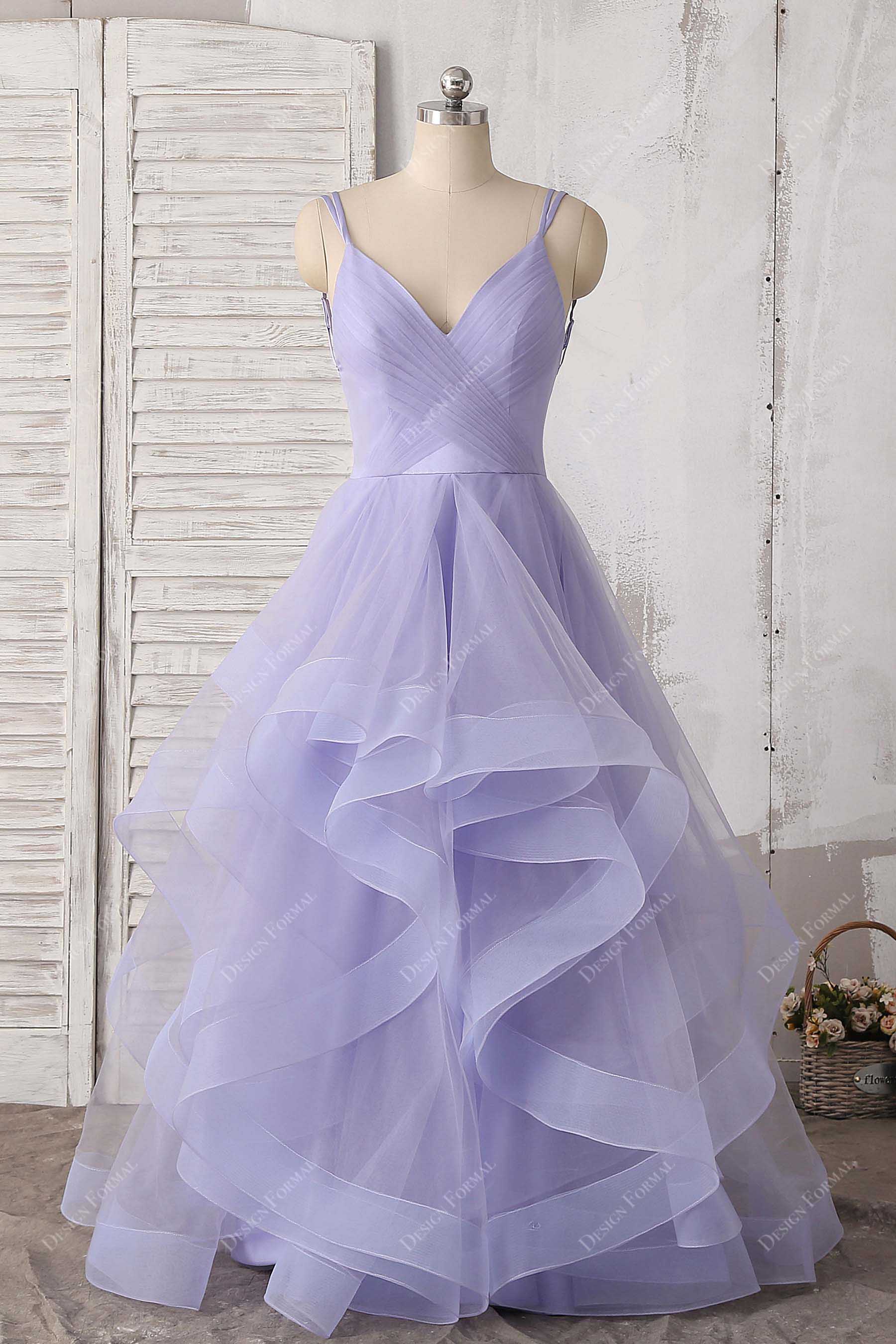 Lavender Tulle Spaghetti Strap Dramatic Layered Prom Sweetheart 16 Dress Lavender Tulle Spaghetti Strap Dramatic Layered Prom Sweetheart 16 Dress