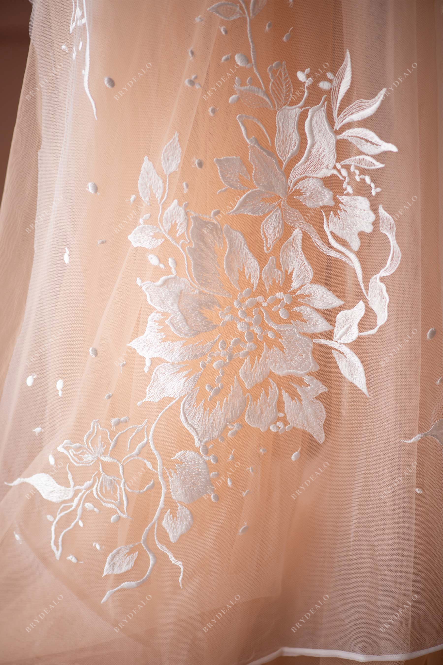 best light ivory flower lace fabric by the yard