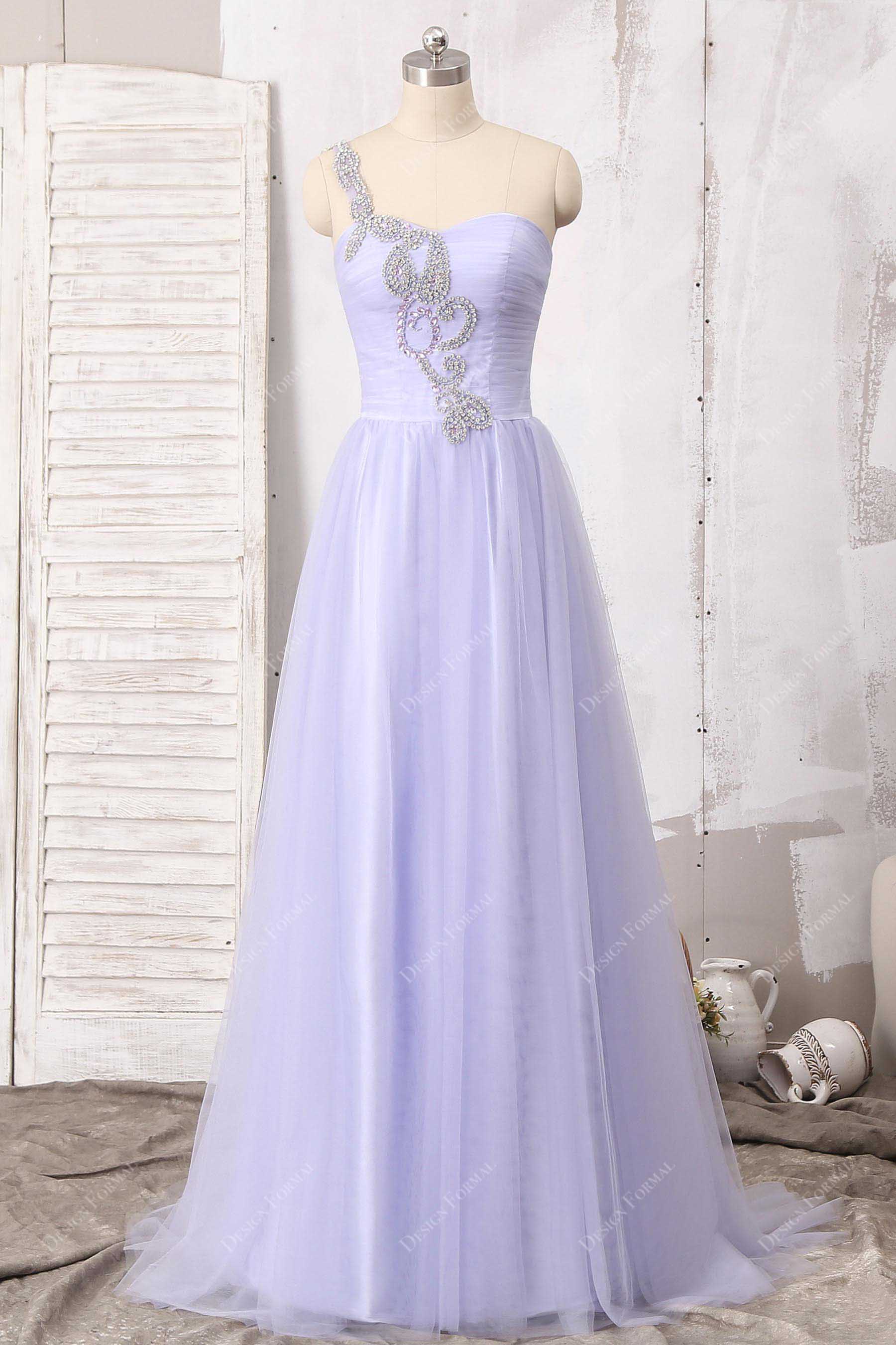 Lilac Halter Neck Tiered Tulle Handmade High-low Prom Dress