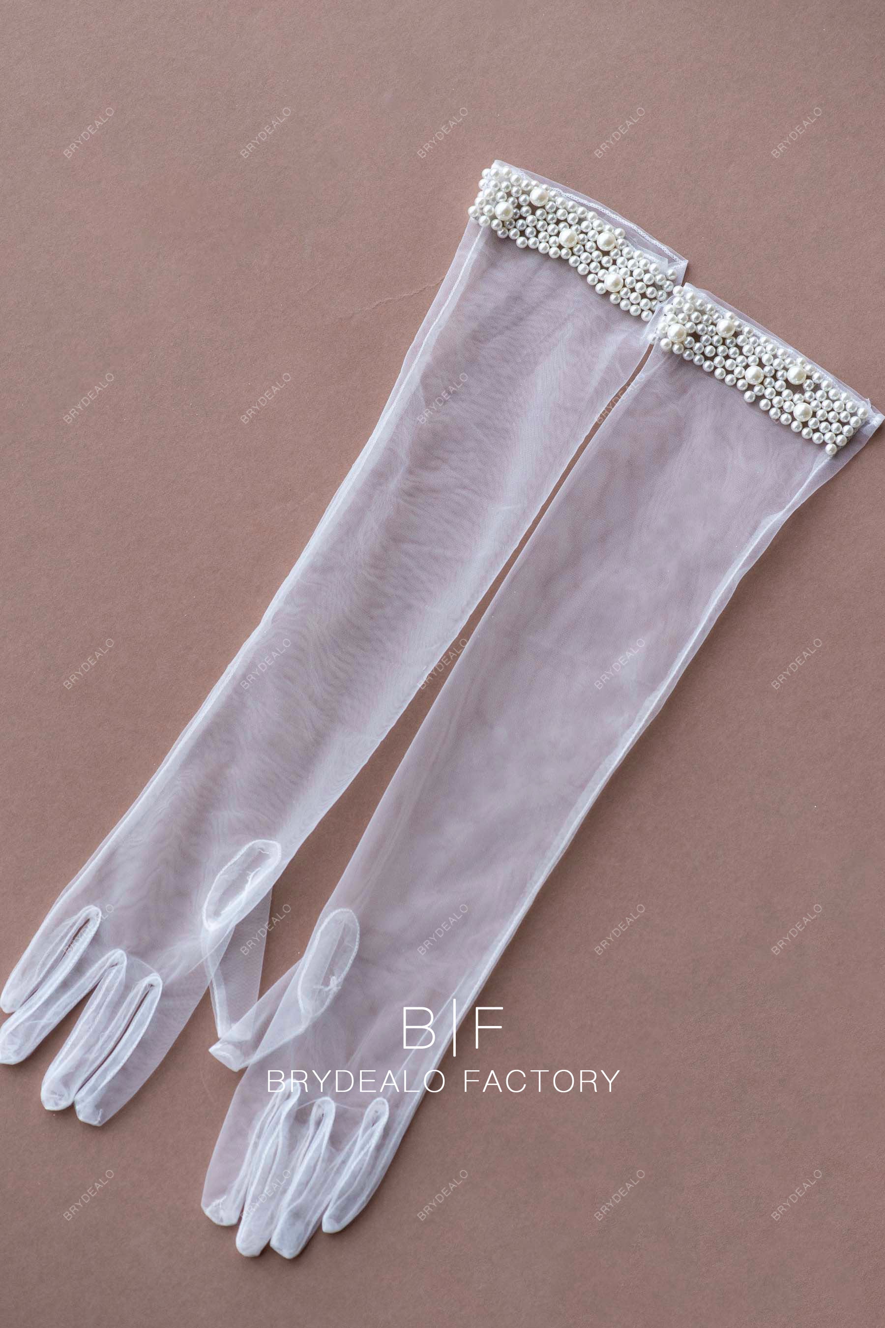 Elegant Fairy Sheer Long Lace Bridal Formal Gloves
