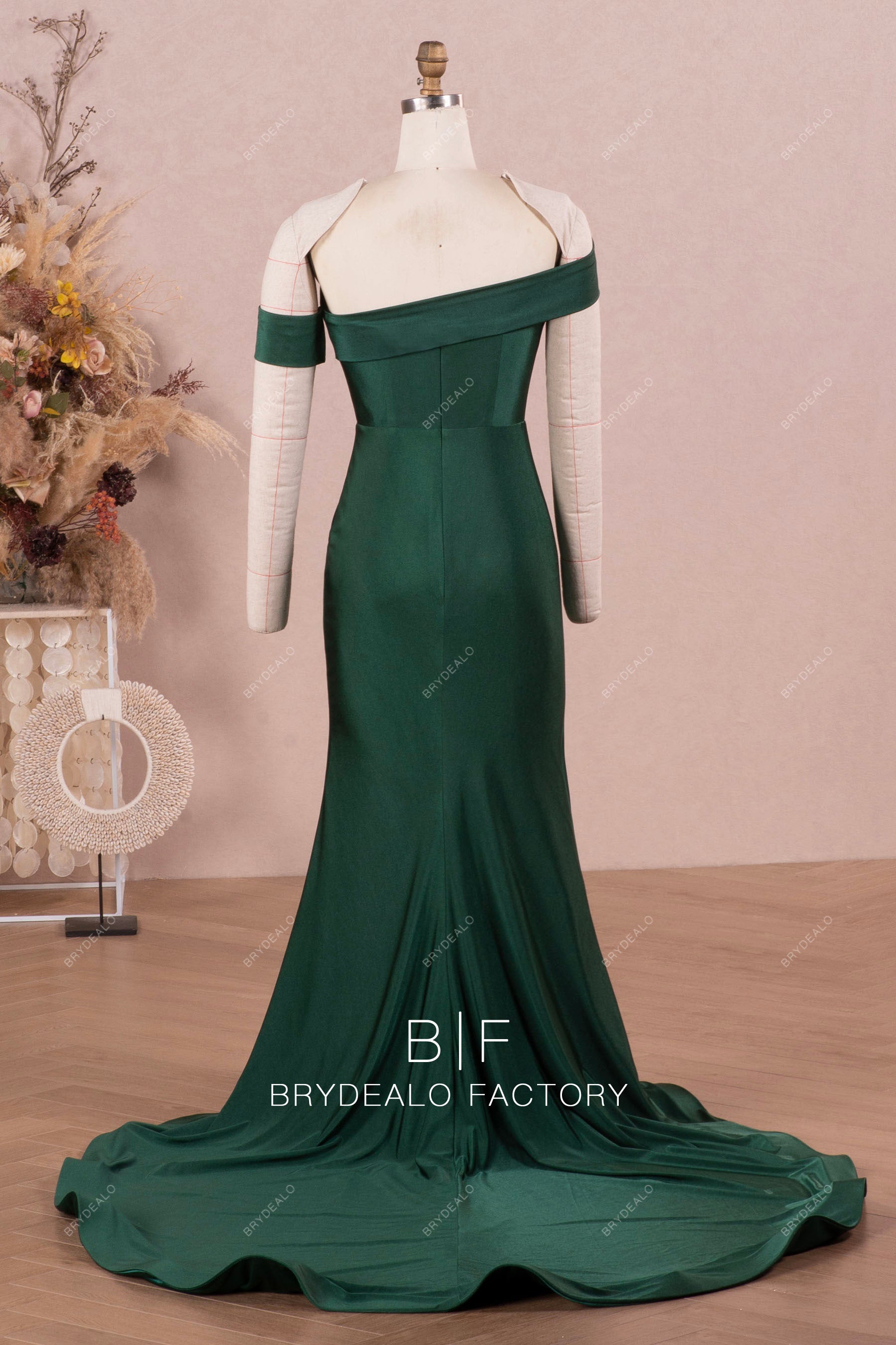 long train ruffled mermaid designer bridesmaid dress