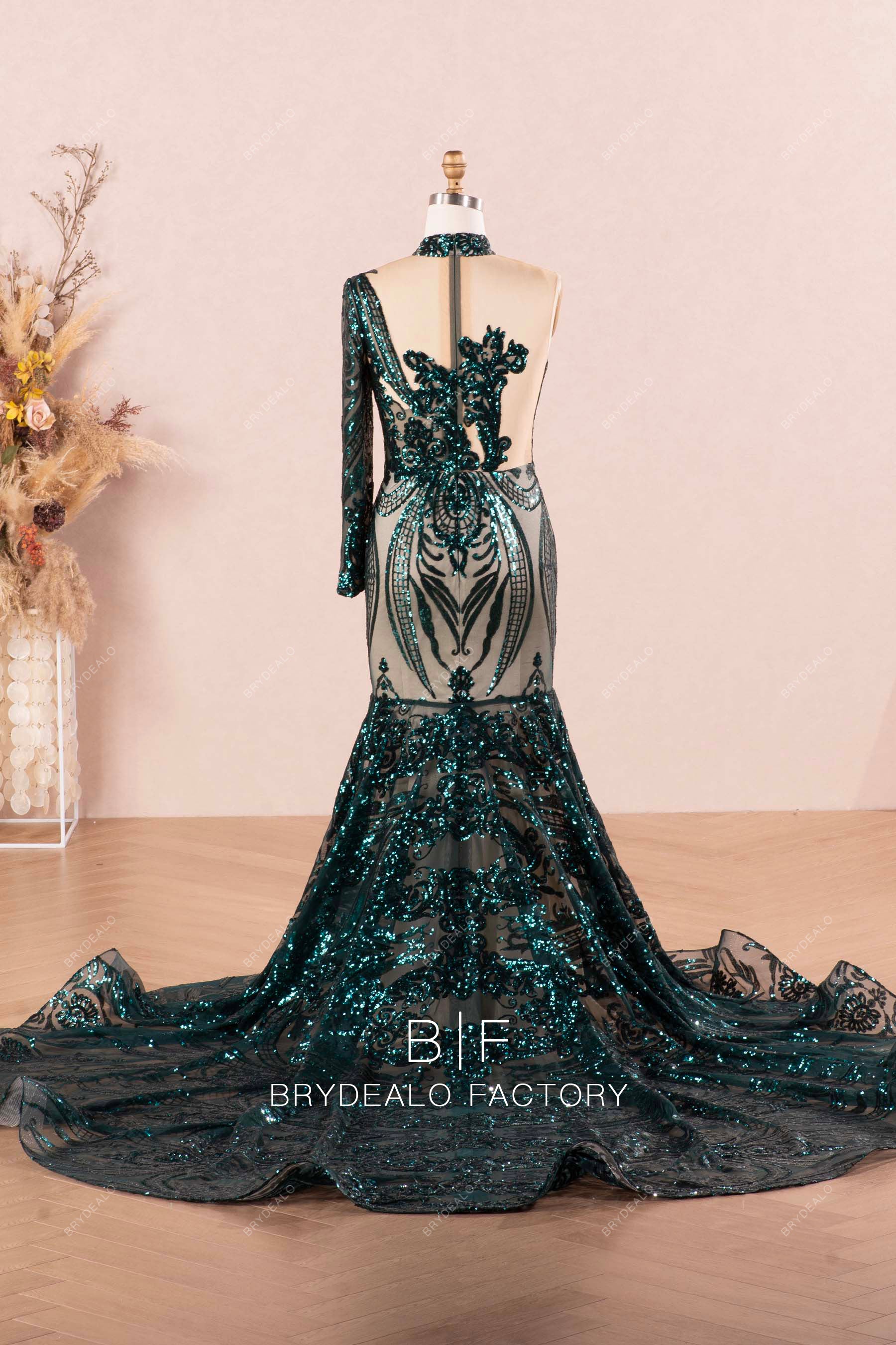 long ruffled sparkly sequin mermaid prom dress