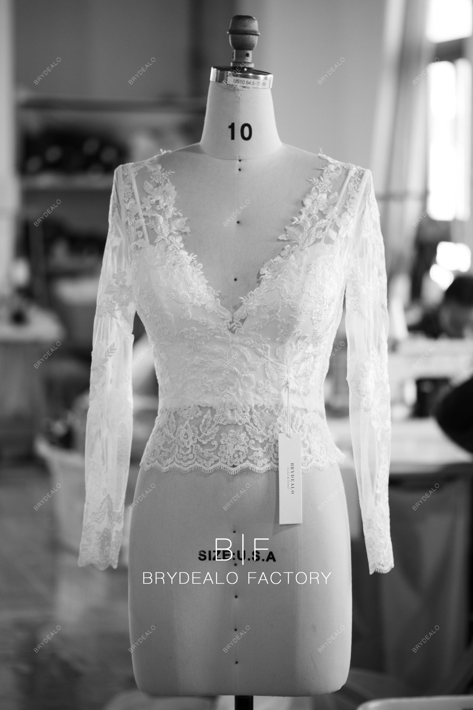 long sleeve V-neck bridal bolero