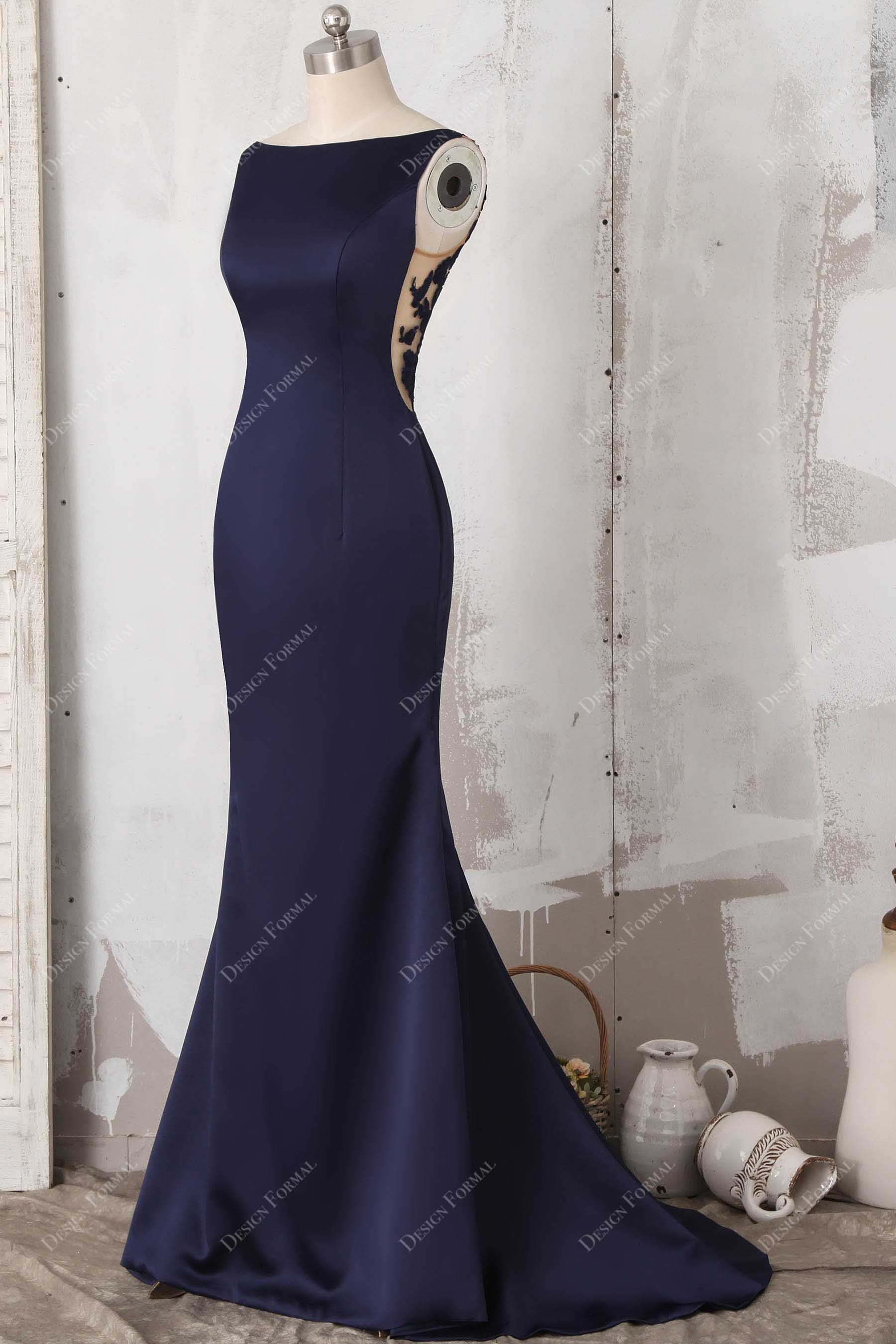mermaid sleeveless satin bridesmaid dress
