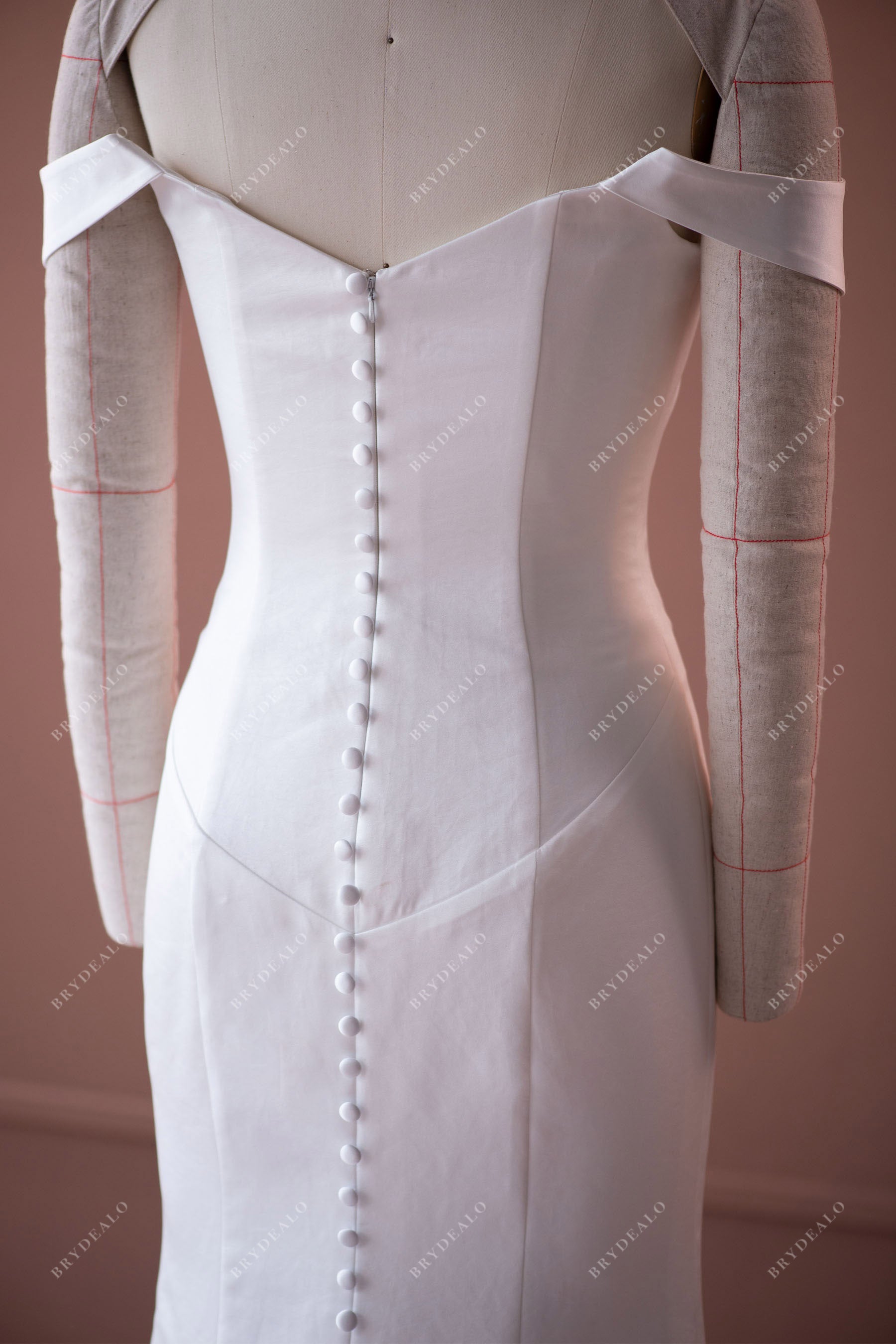 off shoulder classic satin wedding dress