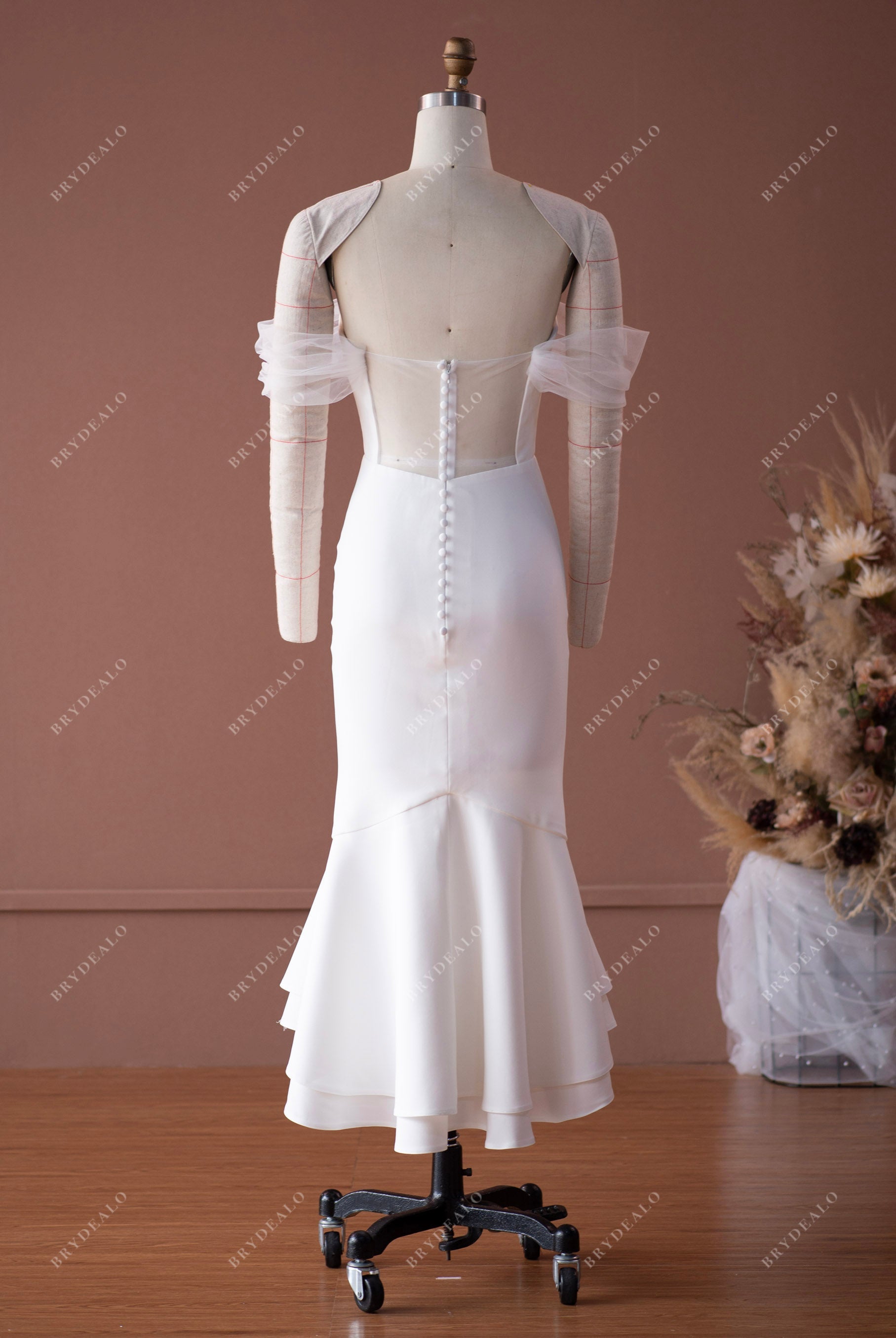 fit and flare Elopement off shoulder Bridal Gown