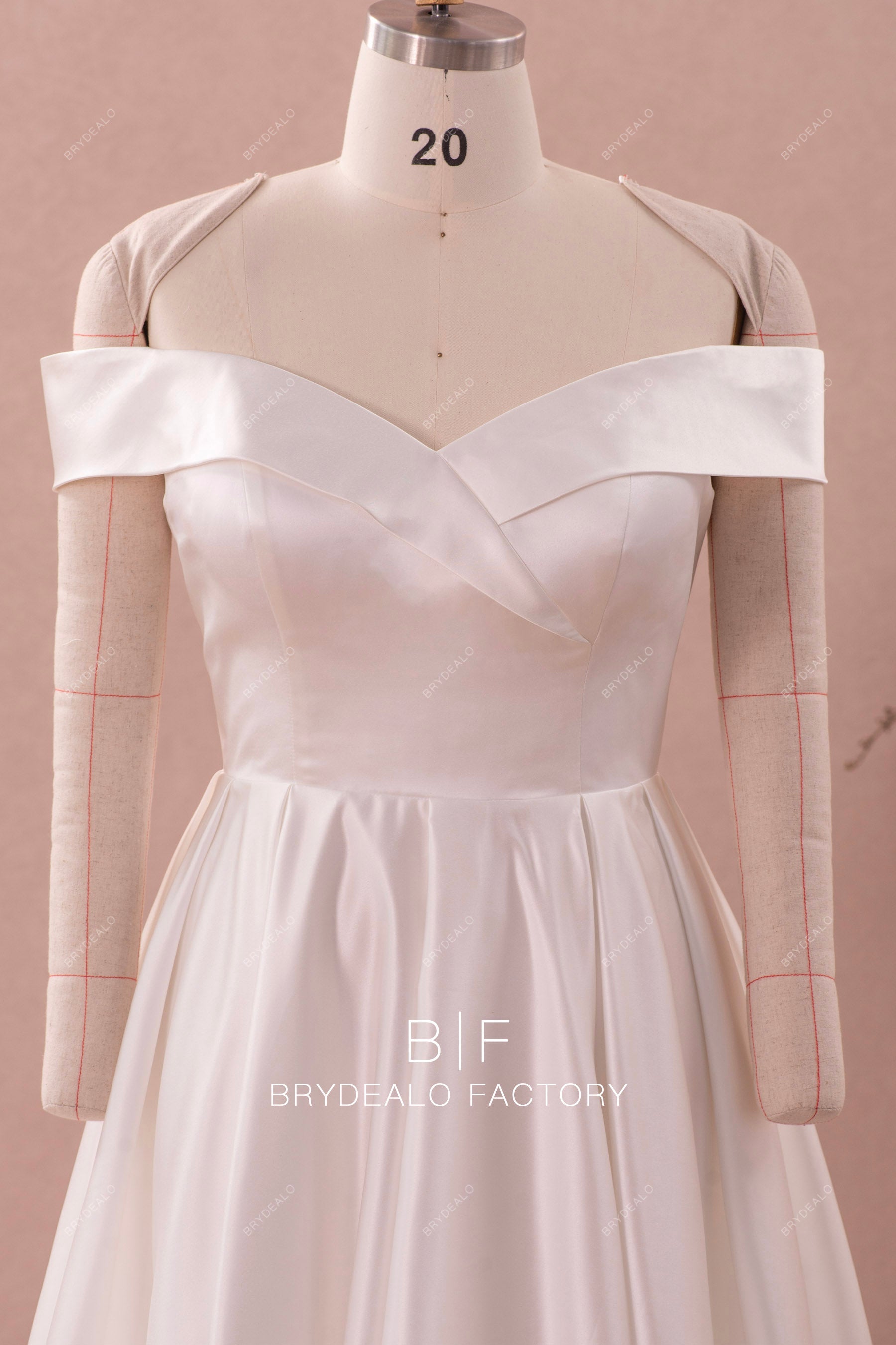 off shoulder satin elegant wedding dress