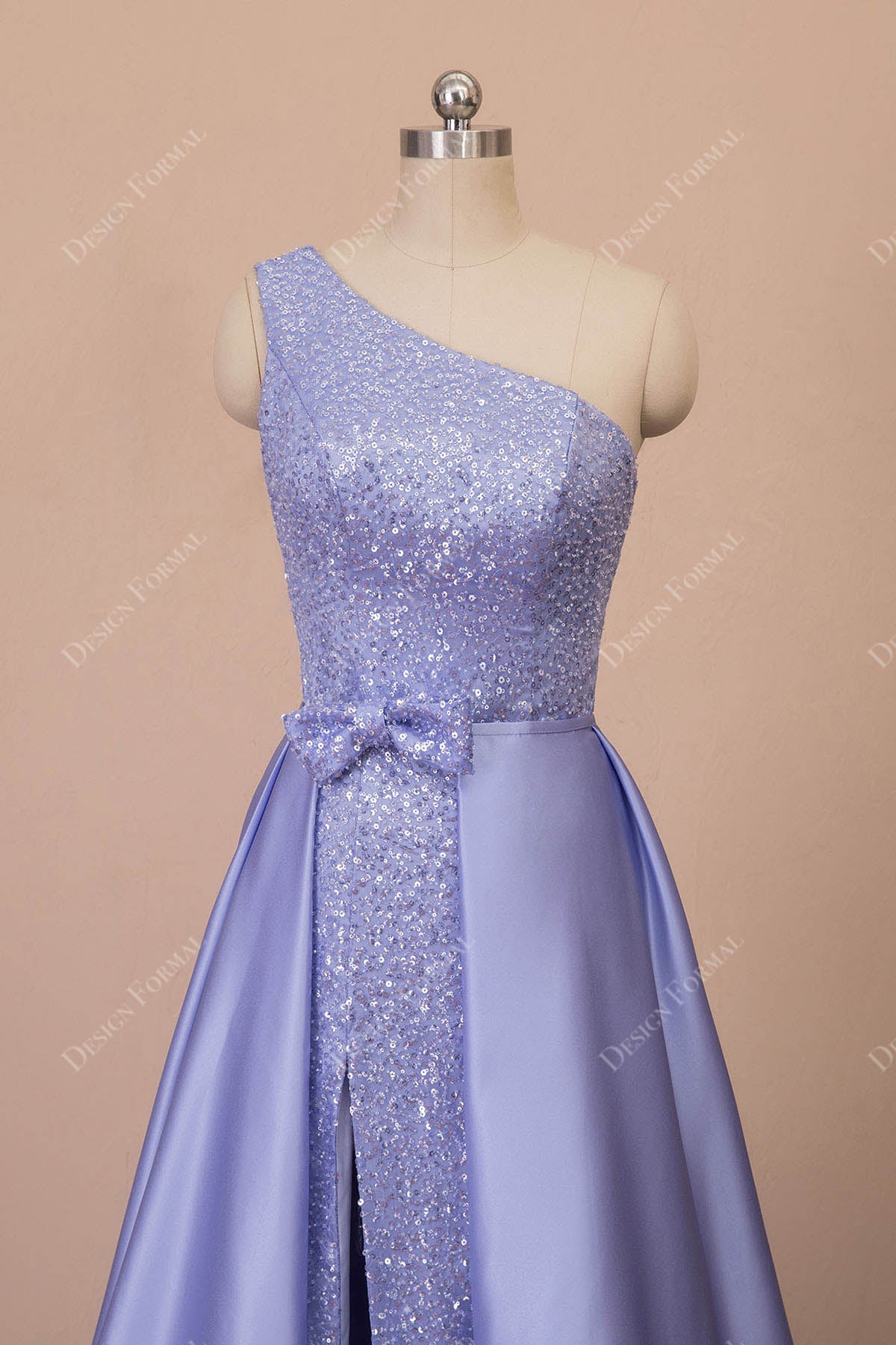one shoulder sequin overskirt dress