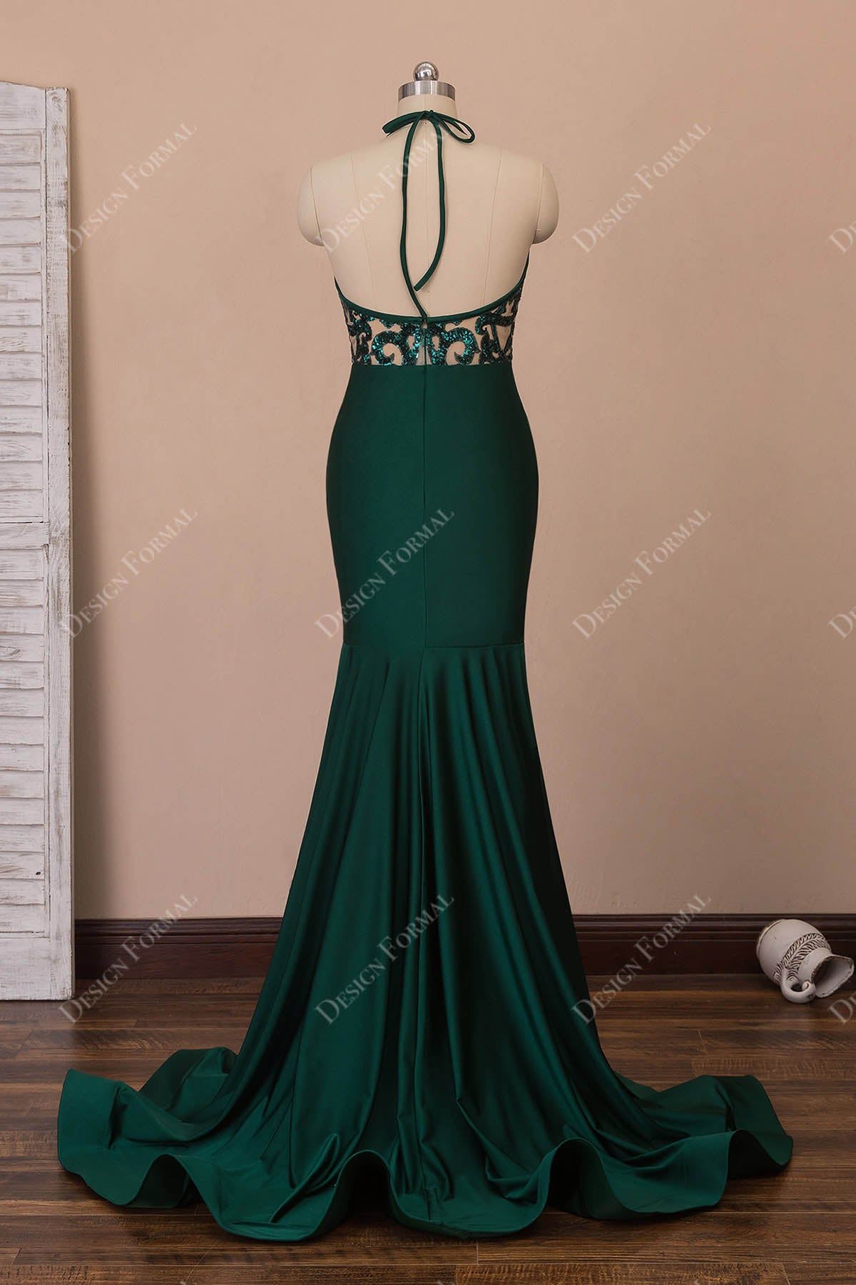 open back horsehair mermaid prom gown