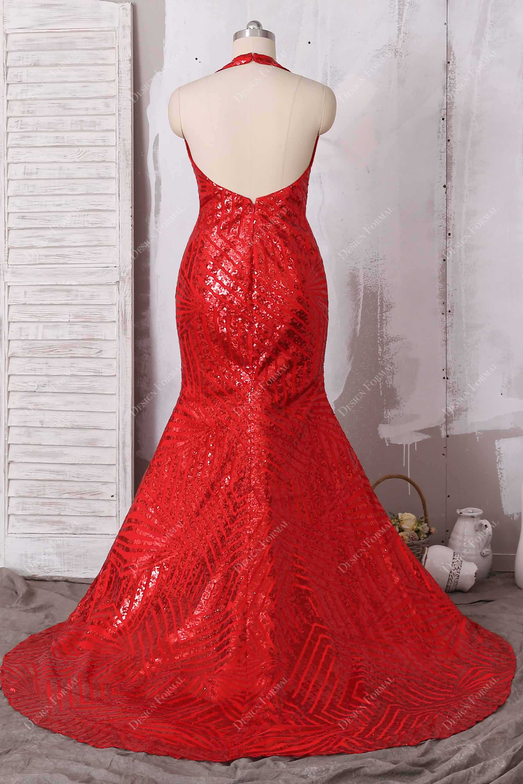 open back red sequin mermaid dress