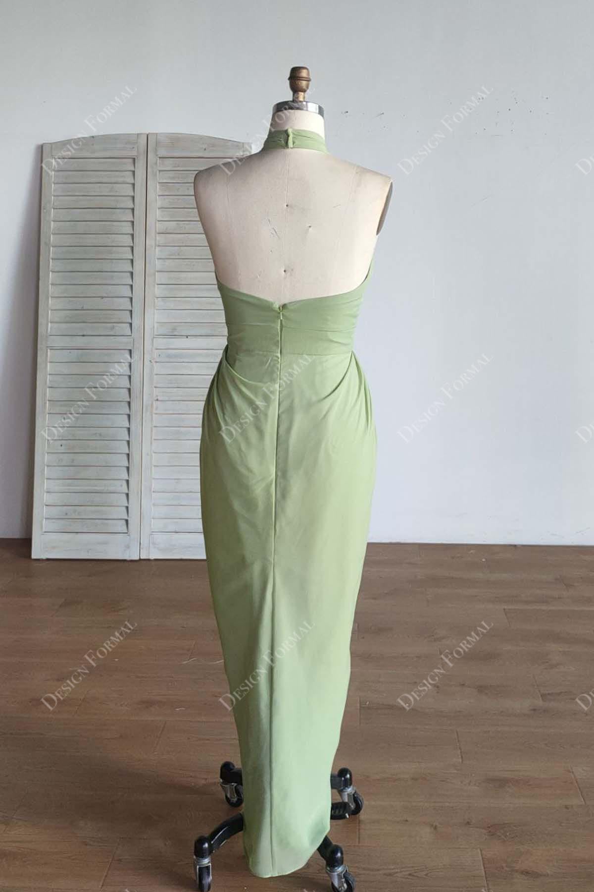 open back sheath custom floor length bridesmaid gown