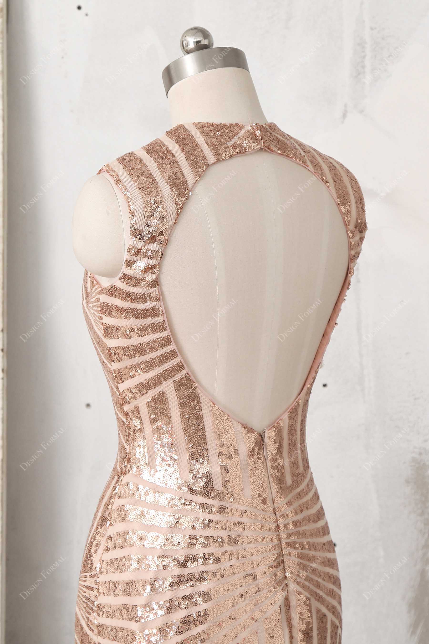 open back sleeveless prom gown