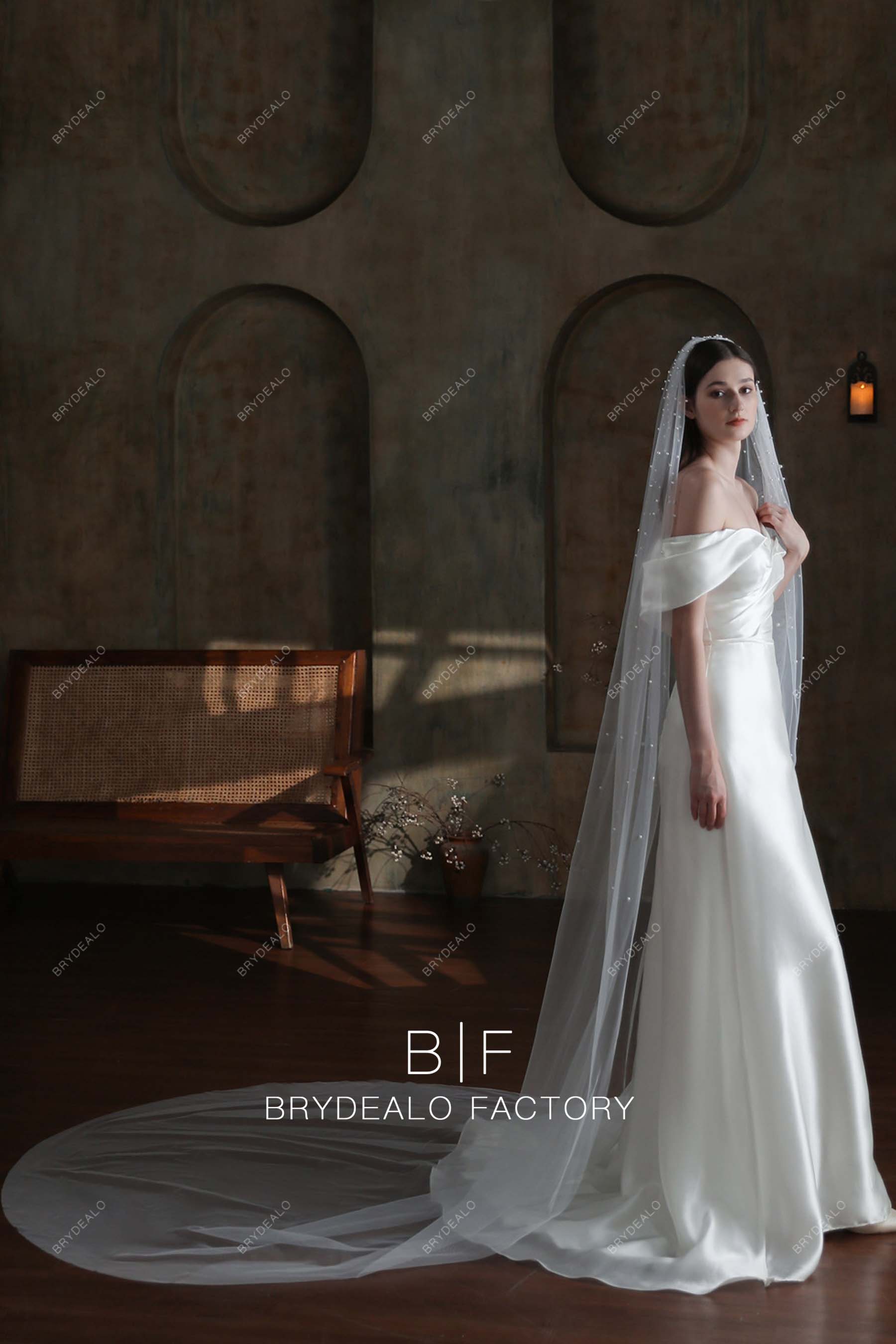 Cathedral Length Single Tier Wedding Veil