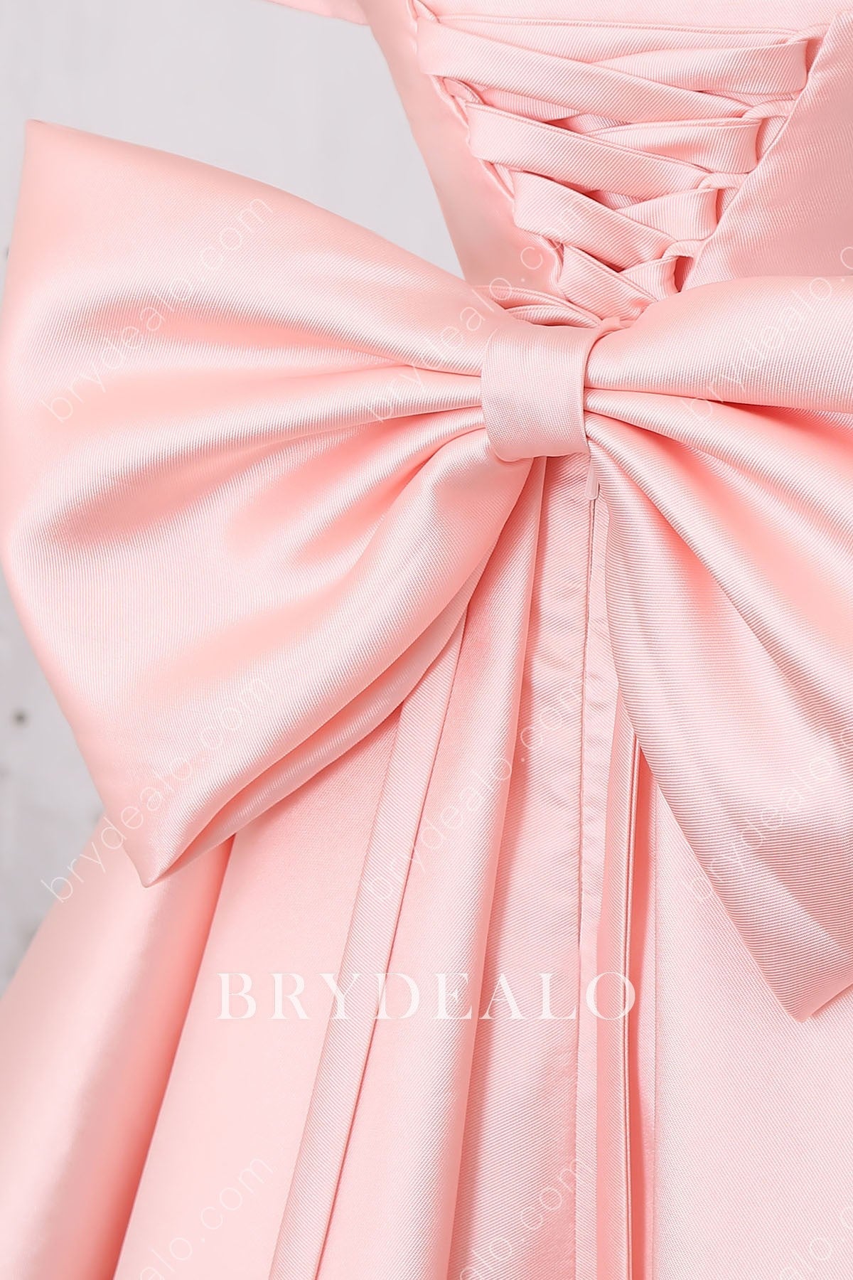 Designer Pink Satin Big Bow Flower Girl Dress