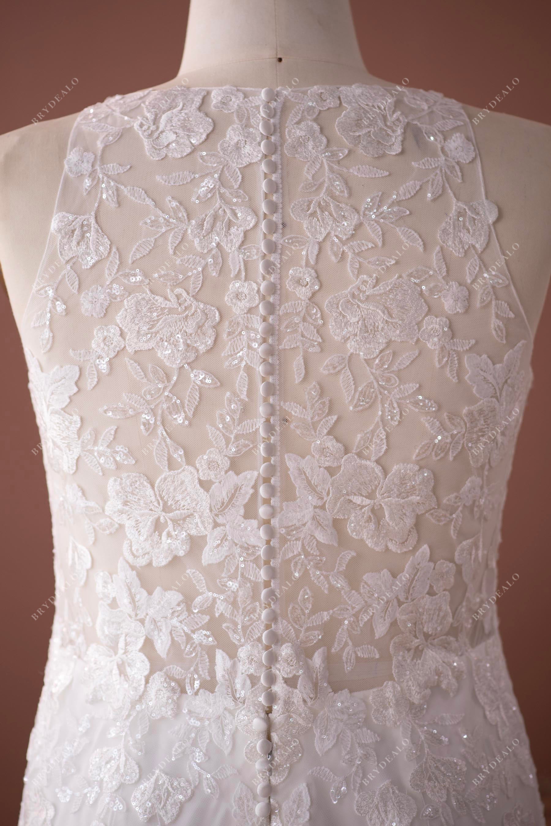 plus size buttoned illusion back wedding gown