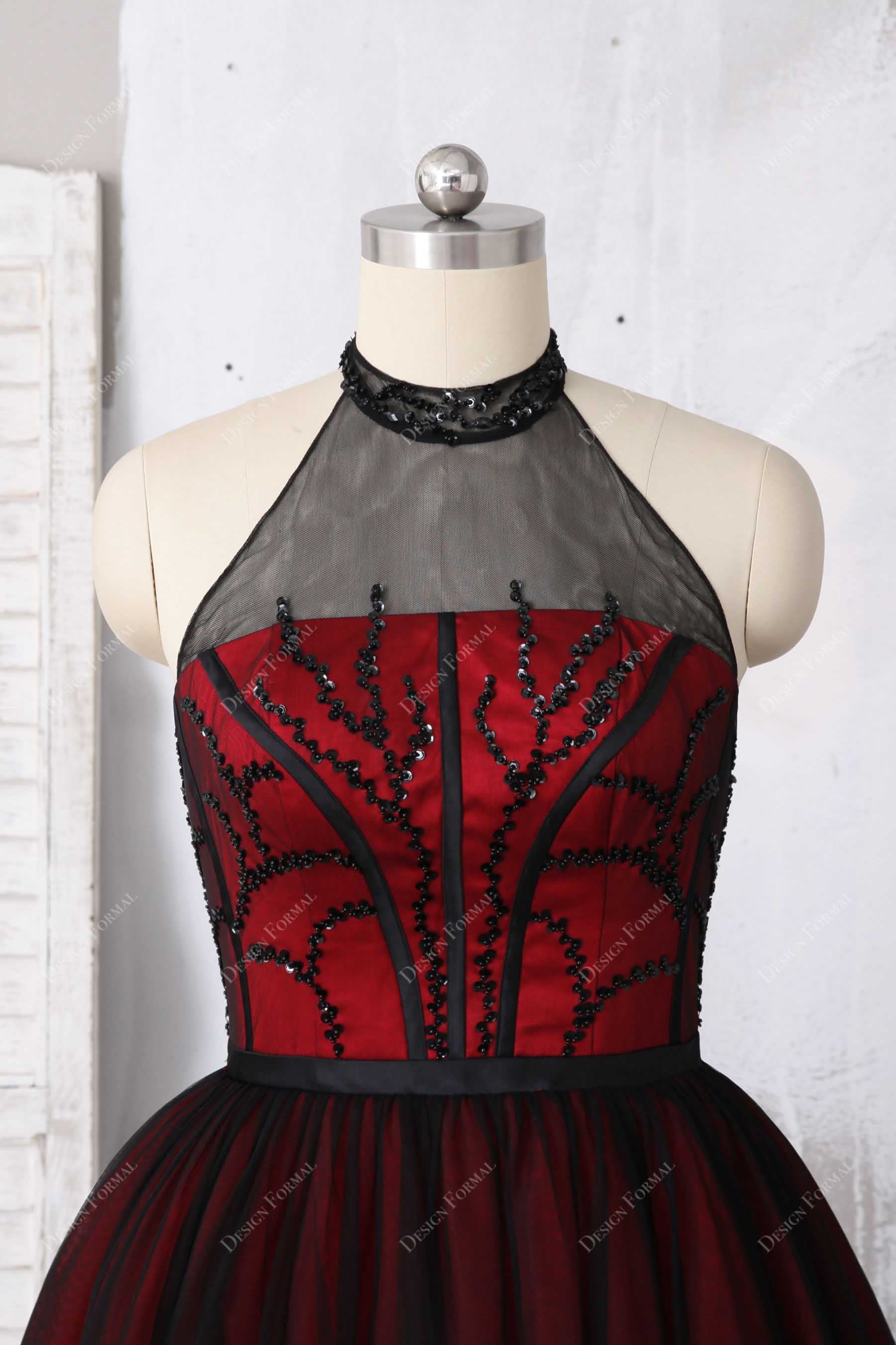 Plus Size Illusion Halter Prom Dress