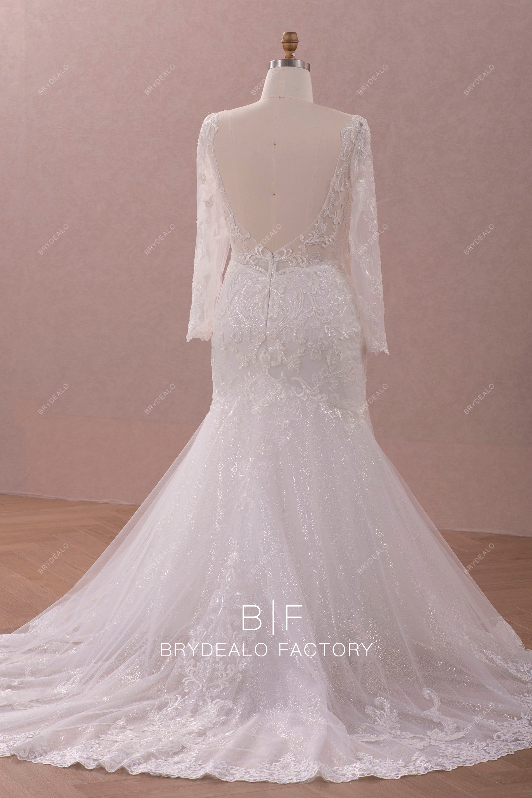 open back plus size trumpet bridal gown