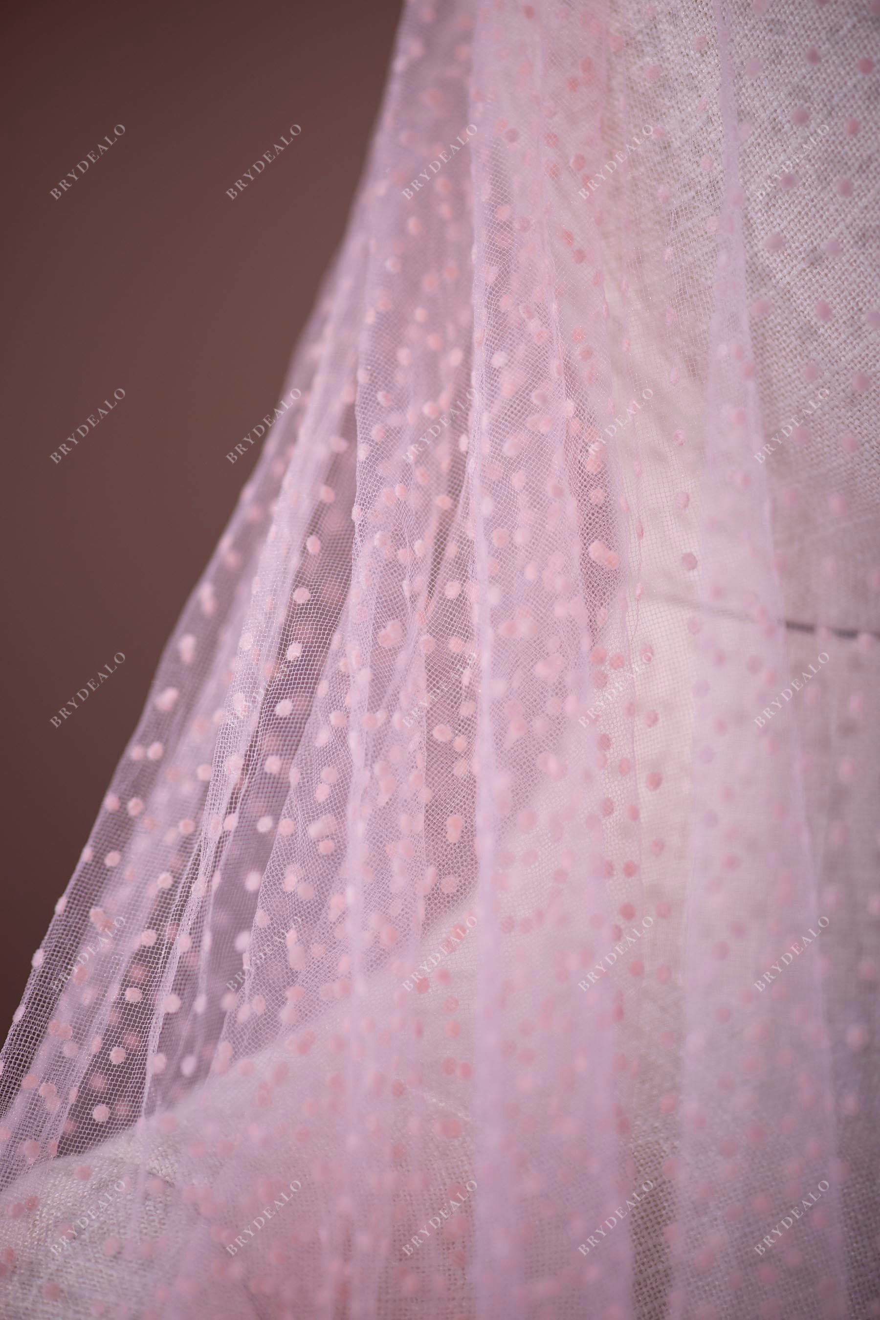 Best Pink Polka Dot Mesh Lace Fabric