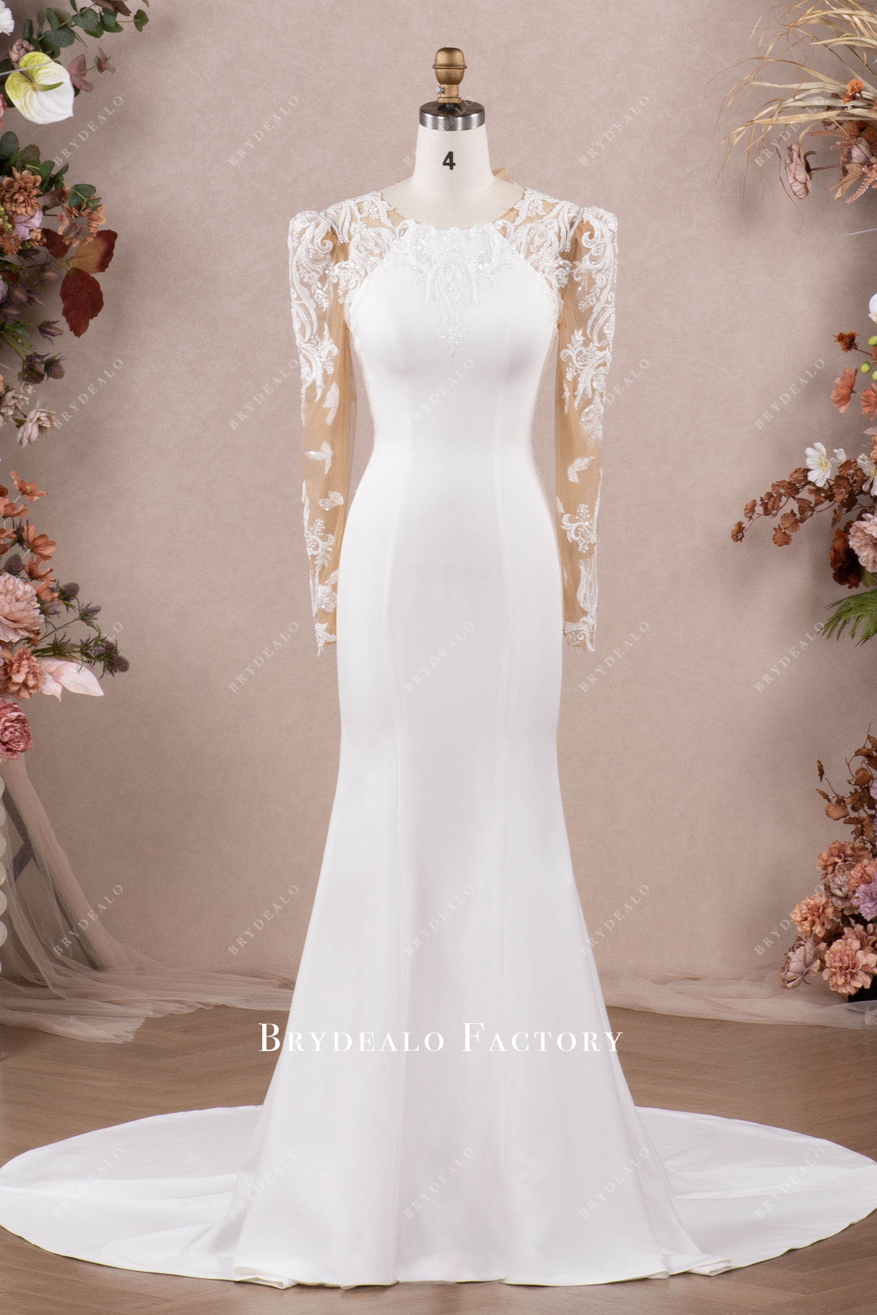 filipiniana sleeves crepe mermaid wedding dress