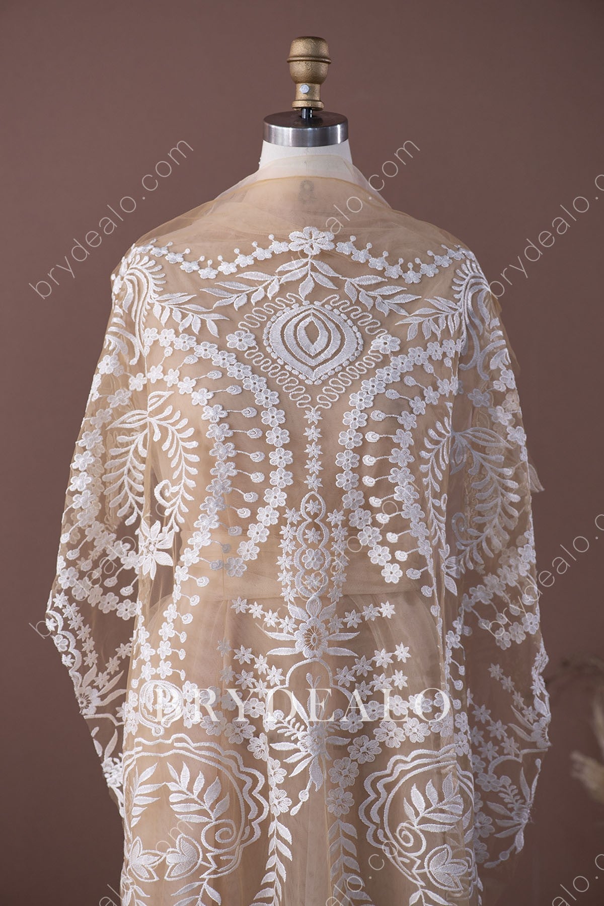 Pretty Flower Leaf Champagne Bridal Lace Online