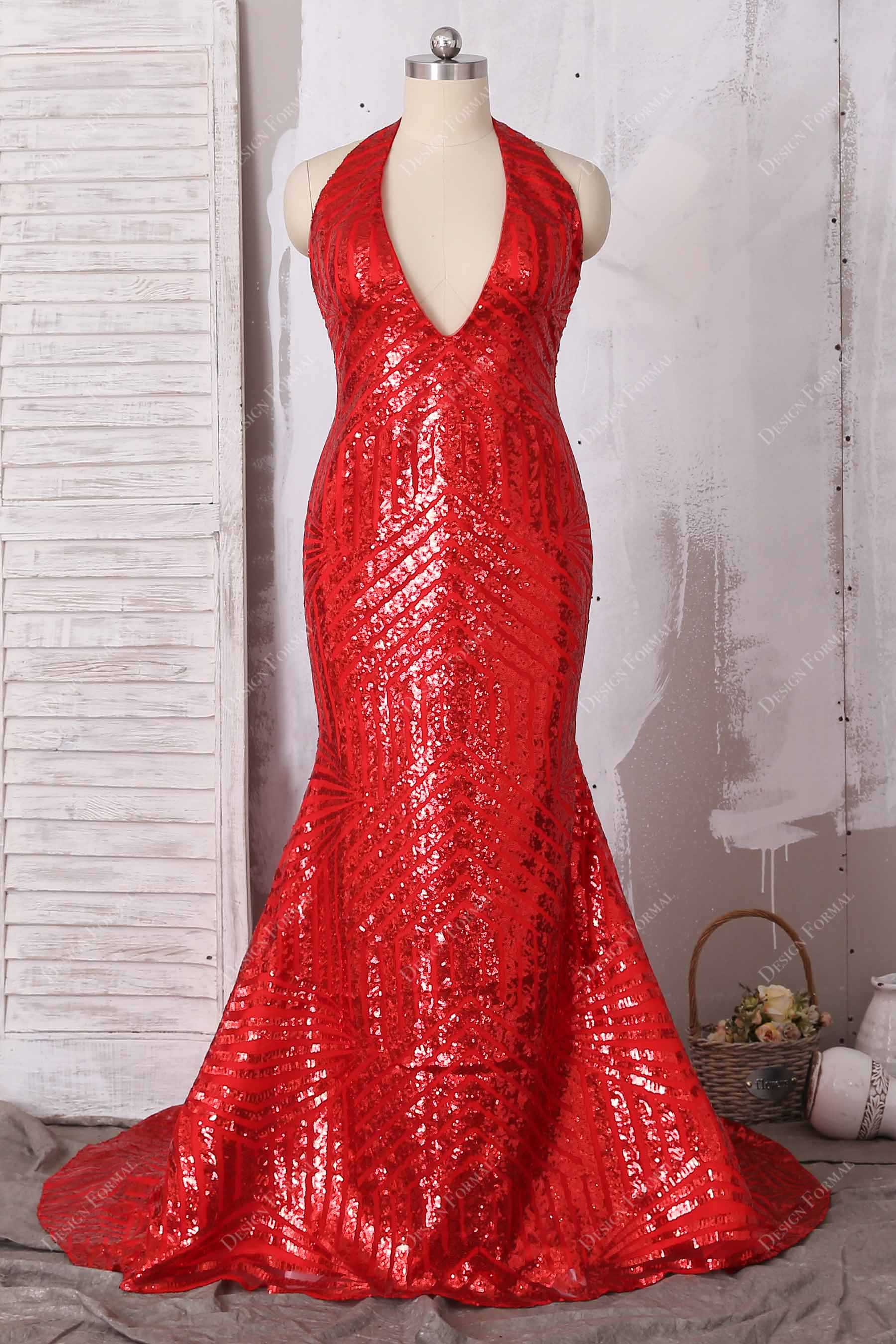 Red Fitted Mermaid Prom dresses