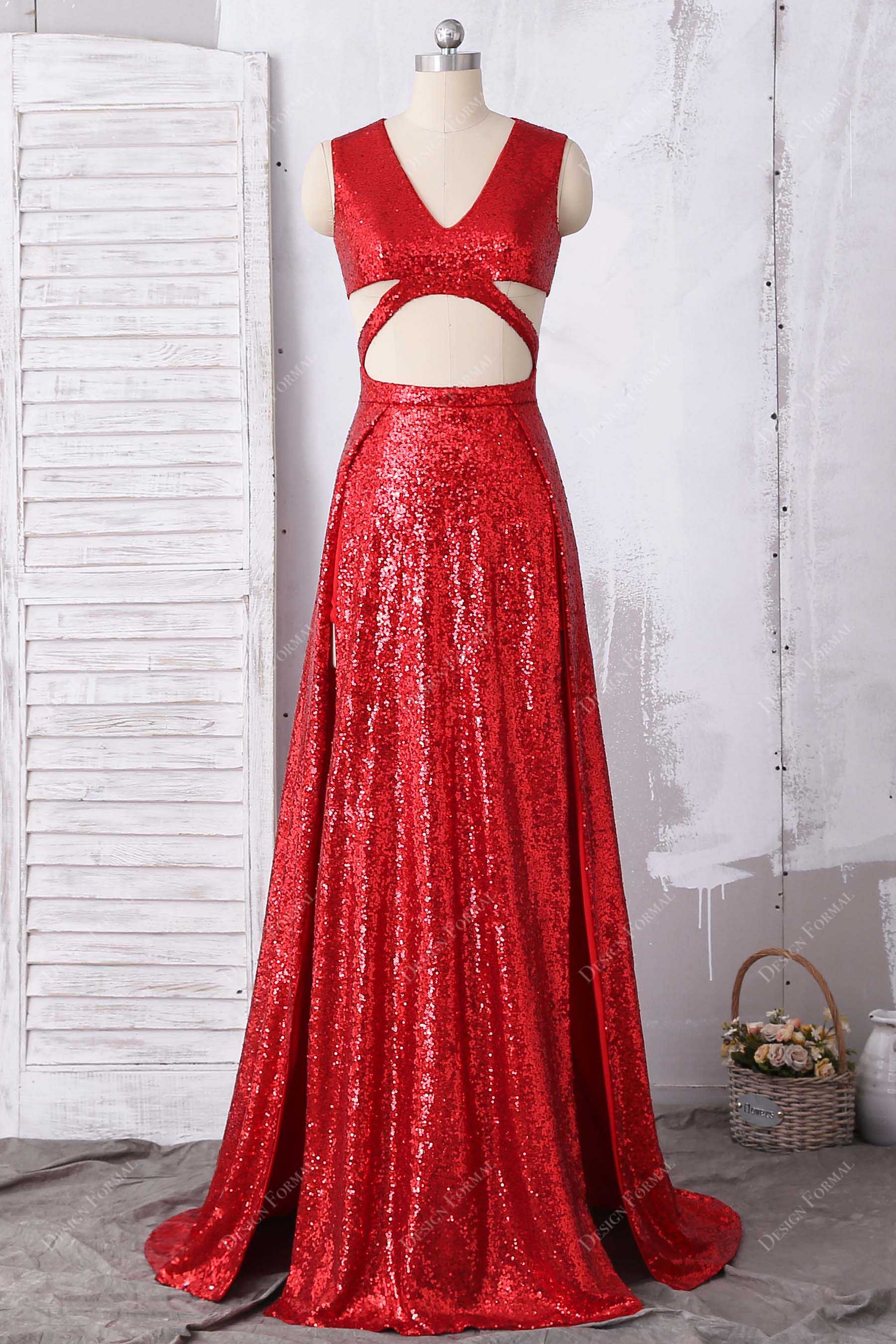 Two Piece Red And Gold Homecoming Dresses TWO PIECE PROM DRESS