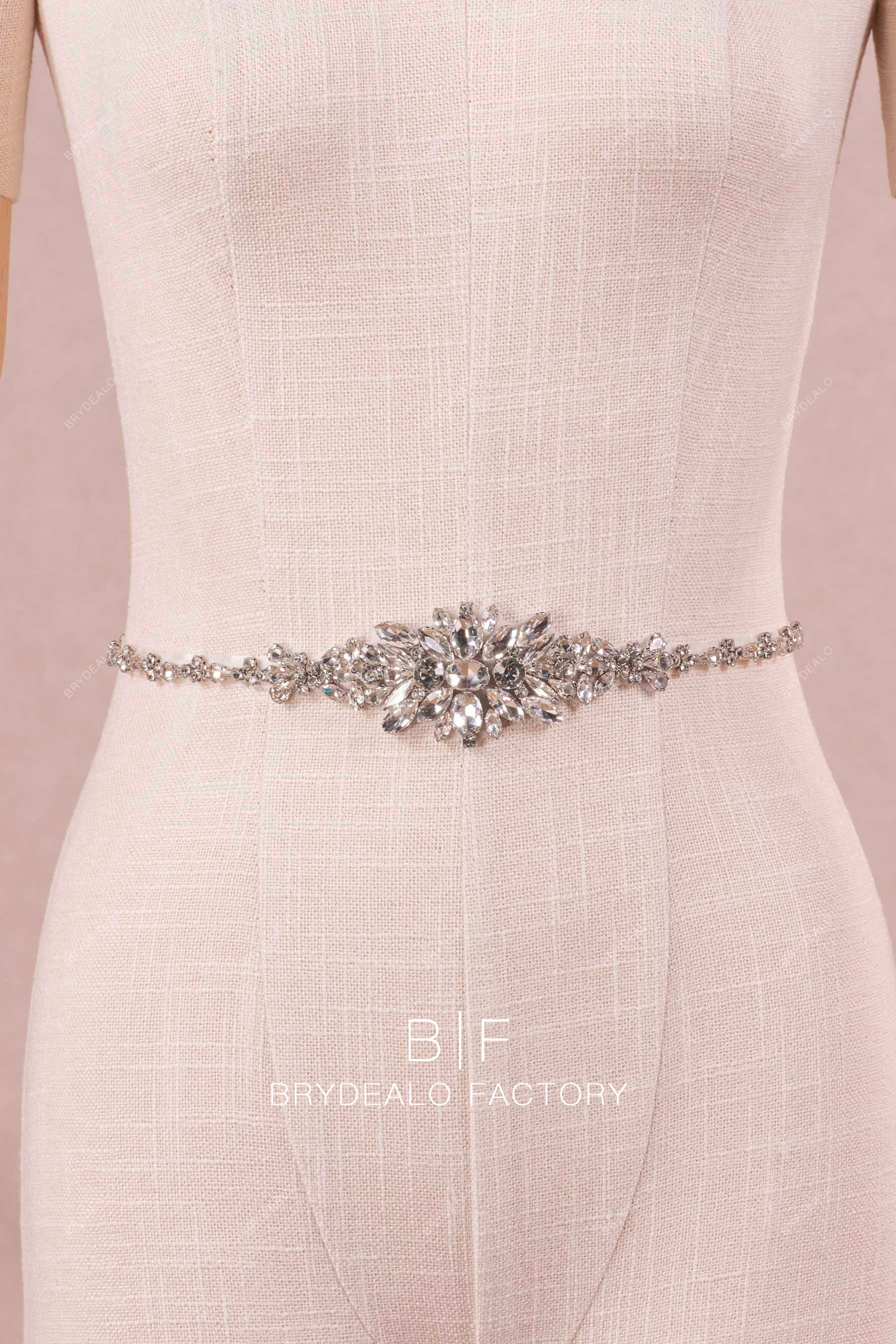 Sash Rhinestone Belts For Dresses Silver Diamond Belts Wedding