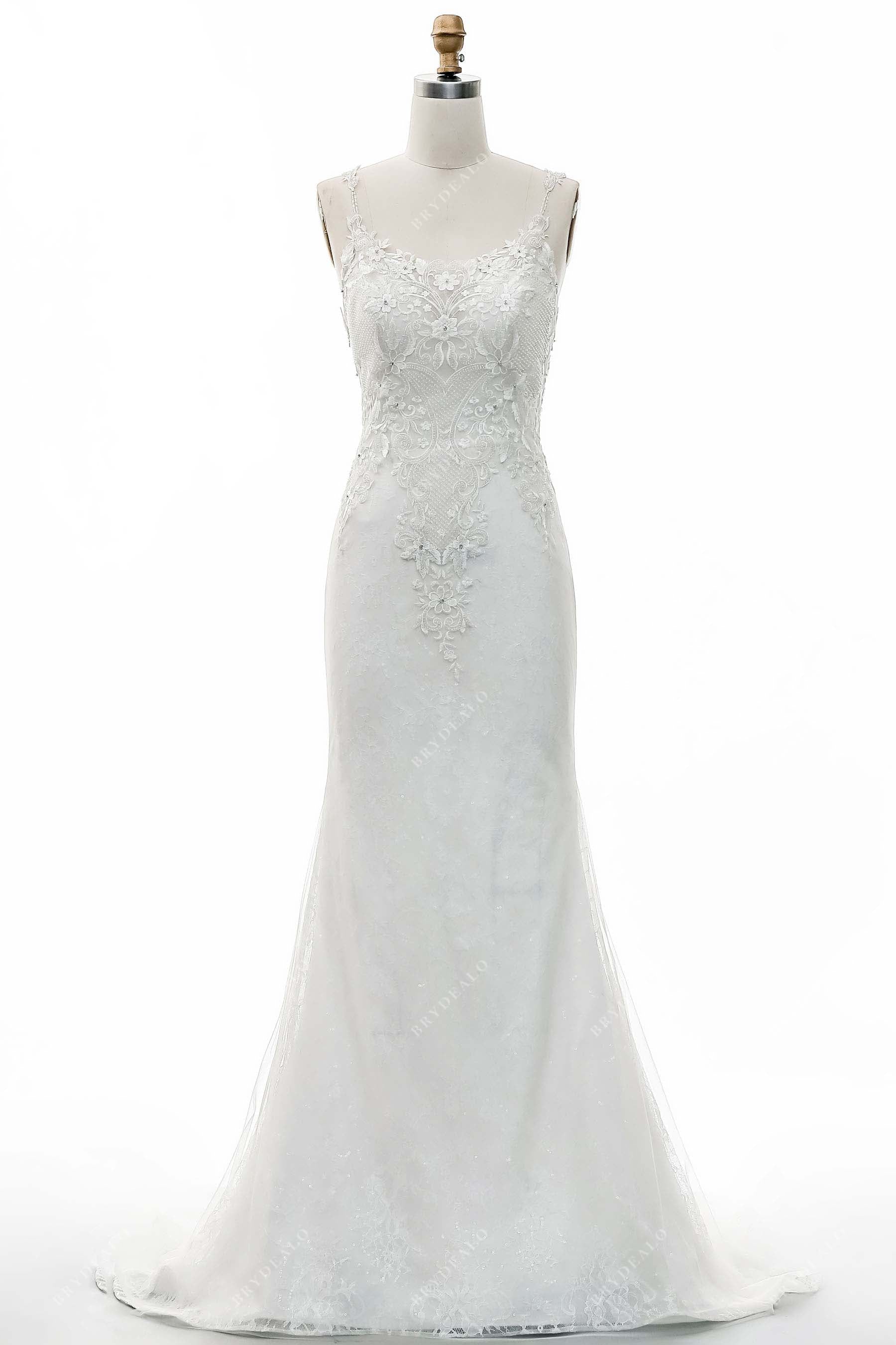Luxury Mermaid Scoop Neckline Sequin White Long Sleeves Wedding Dresses Brides Gown main image 0