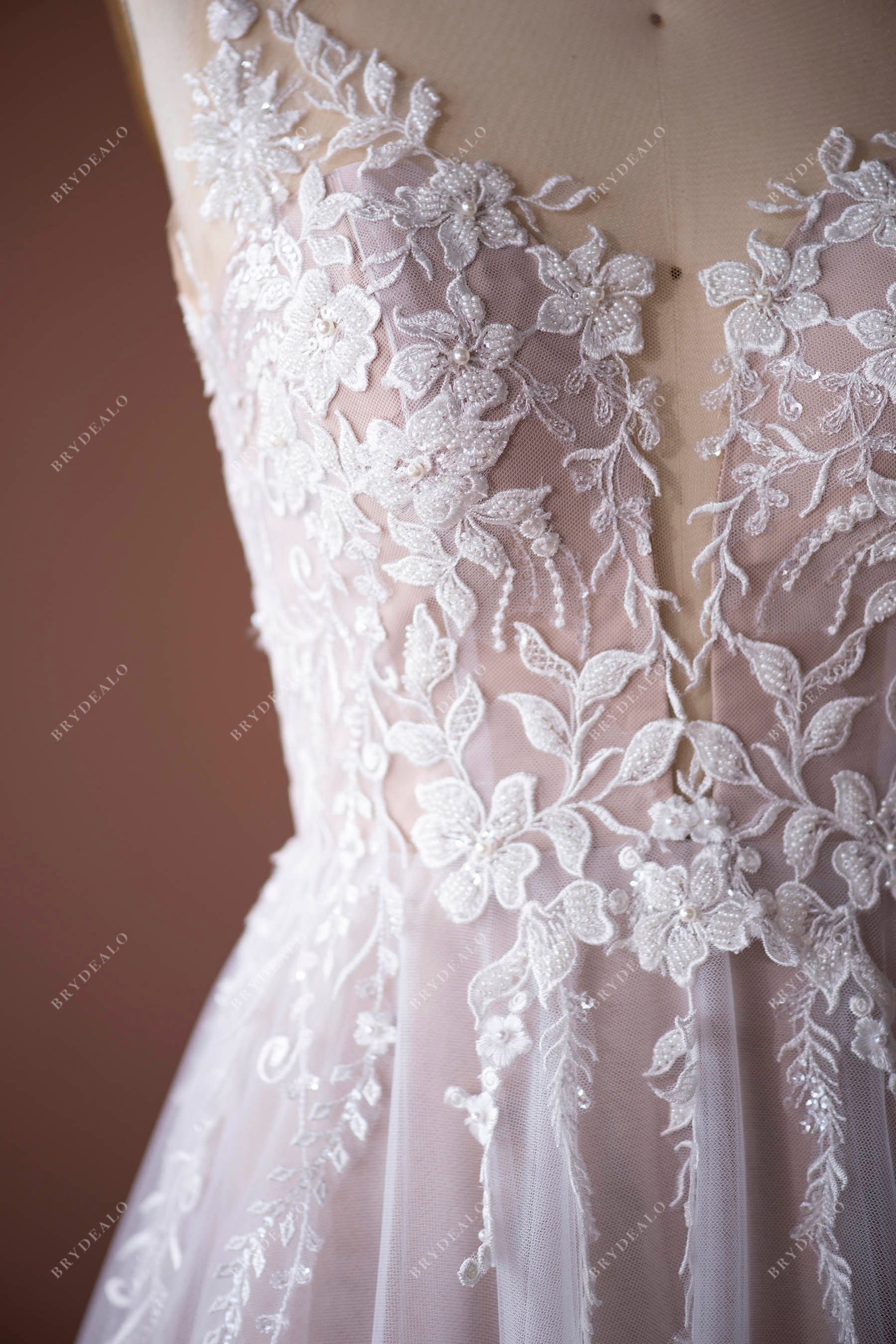 sexy plunging neck bridal gown