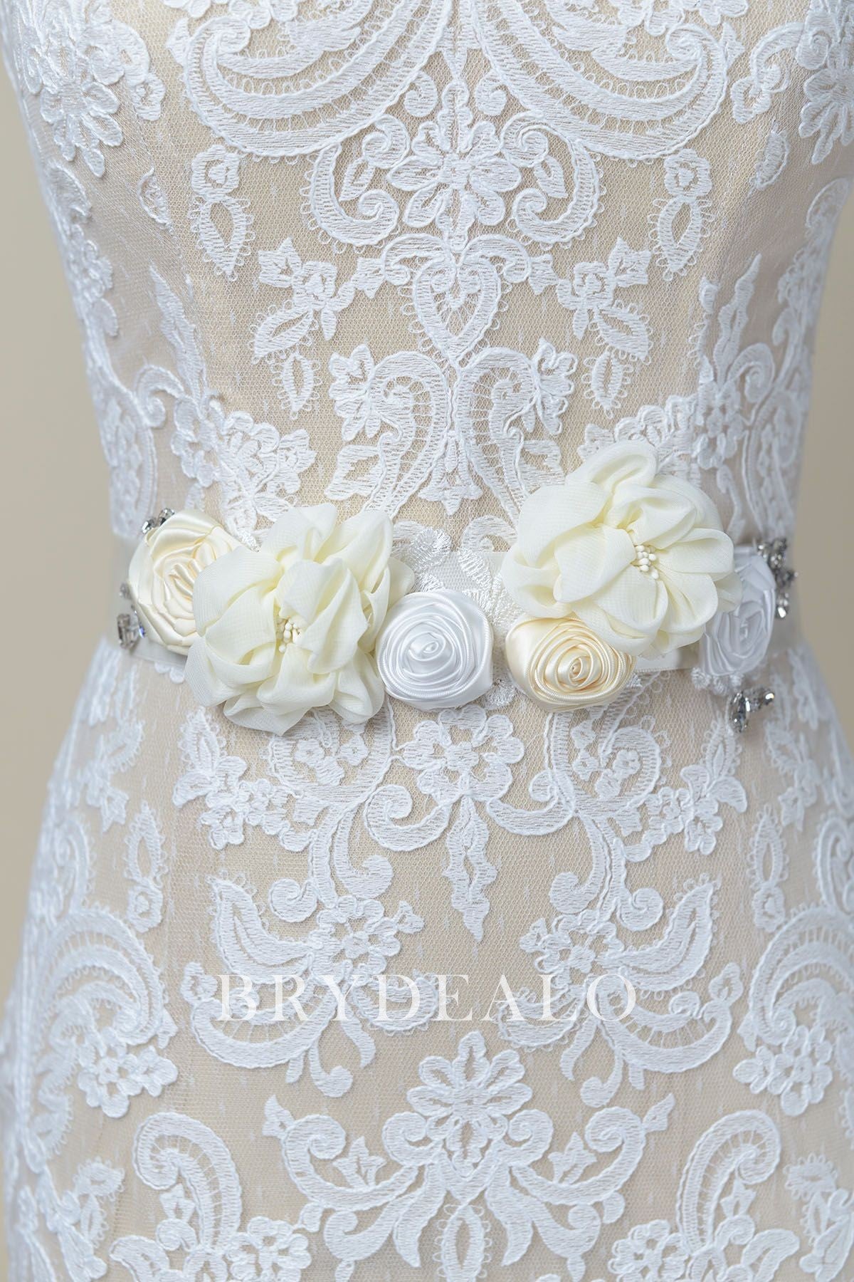 avant garde bridesmaid dresses Champagne Exquisite Pearls Crystals Bridal Sash Belt – Brydealo main image 0
