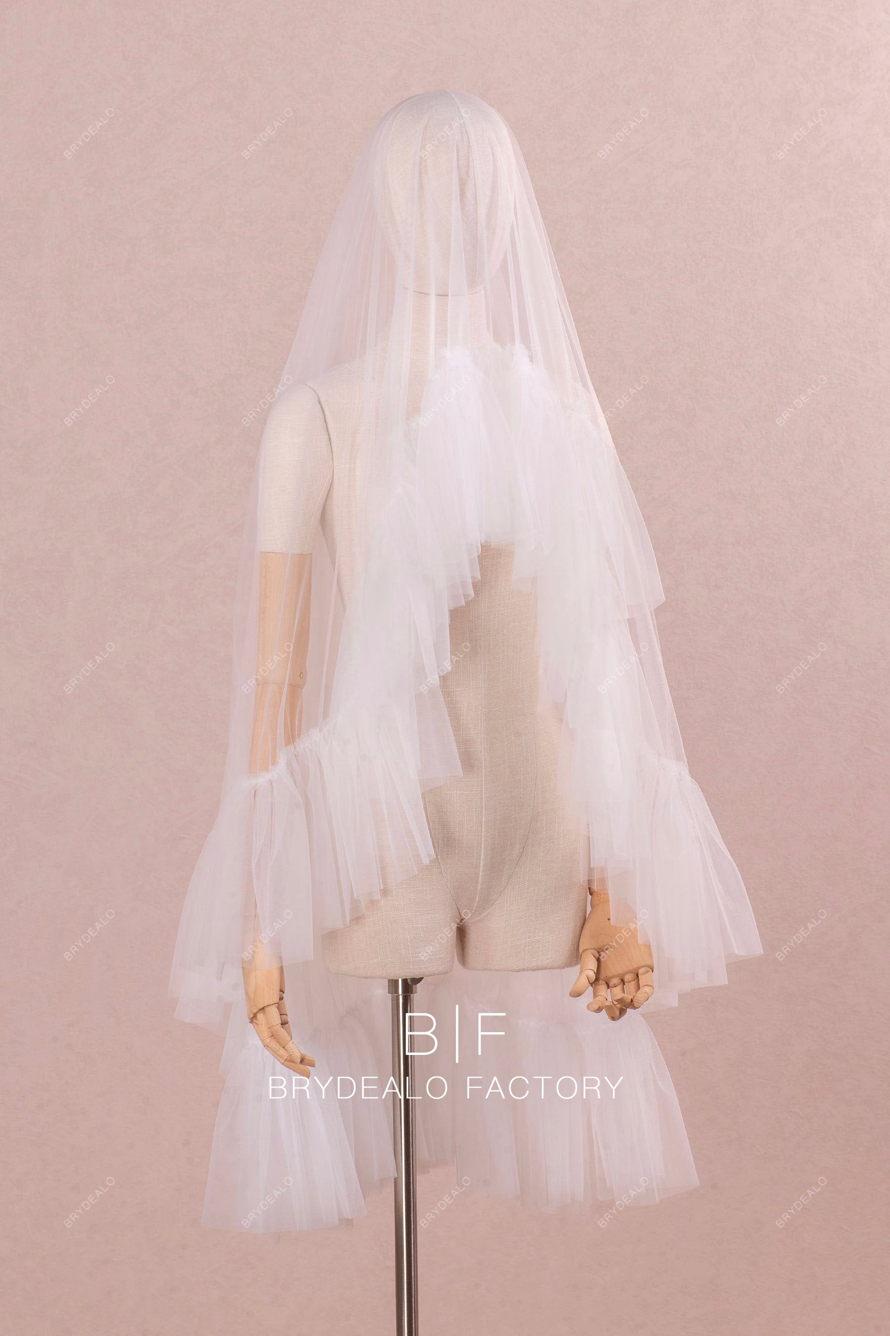 Vintage Two-Tier Ruffled Edge Tulle Wedding Veil