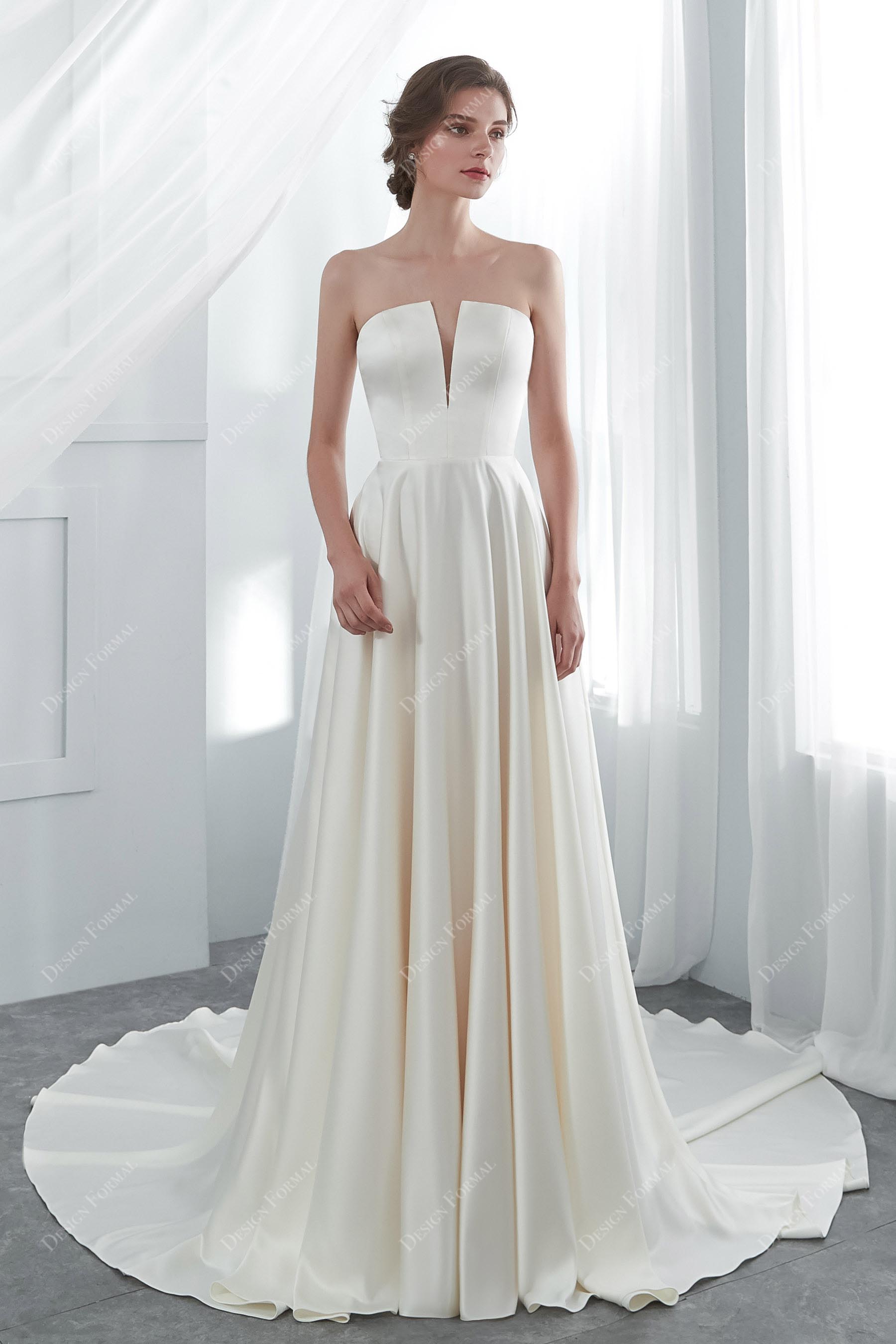 white christmas dresses Classic Simple Soft Satin Bridesmaid Dress La Divine 7469-B – Sparkly Gowns main image 0