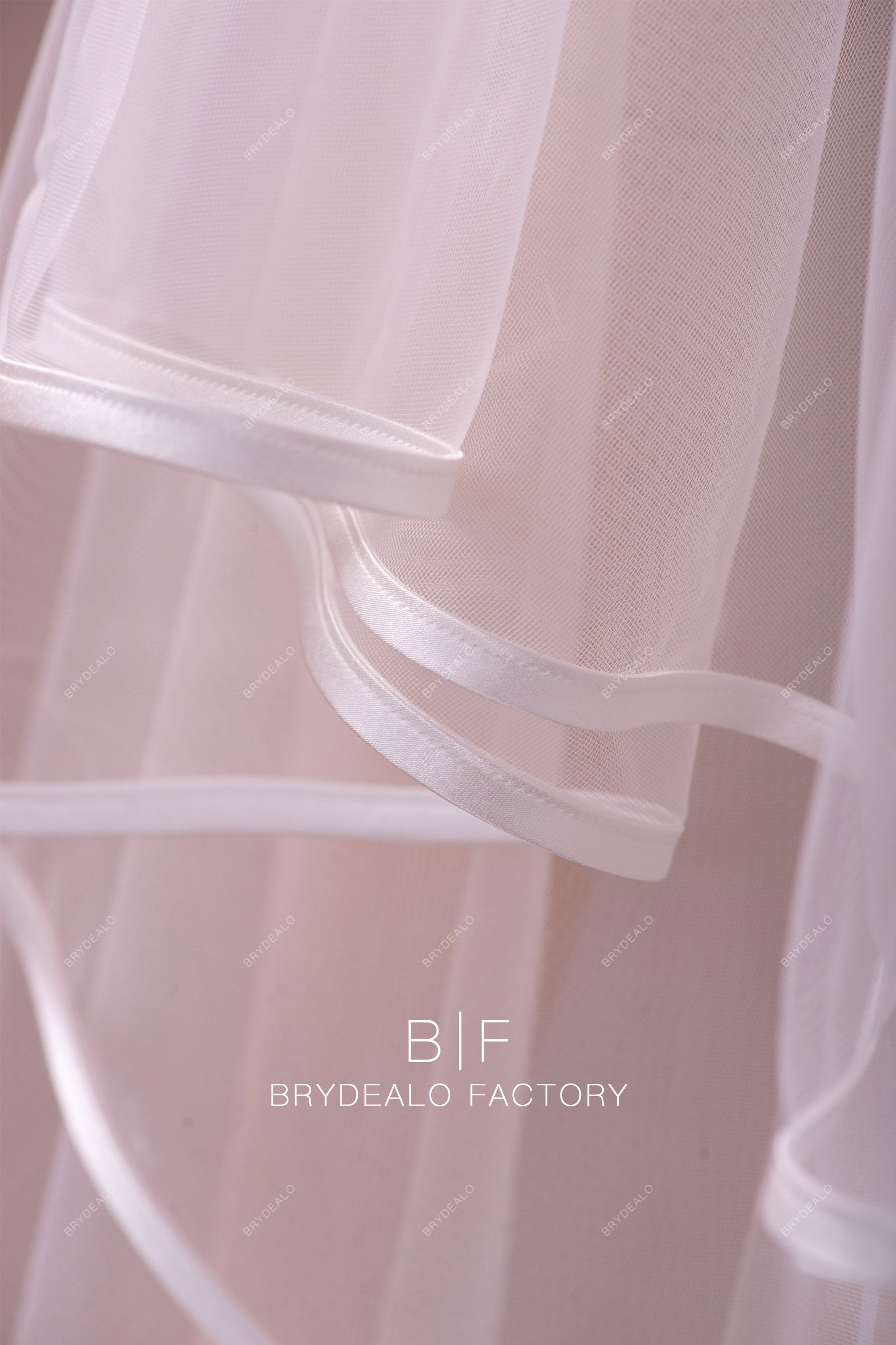 elegant satin ribbon tulle bridal veil