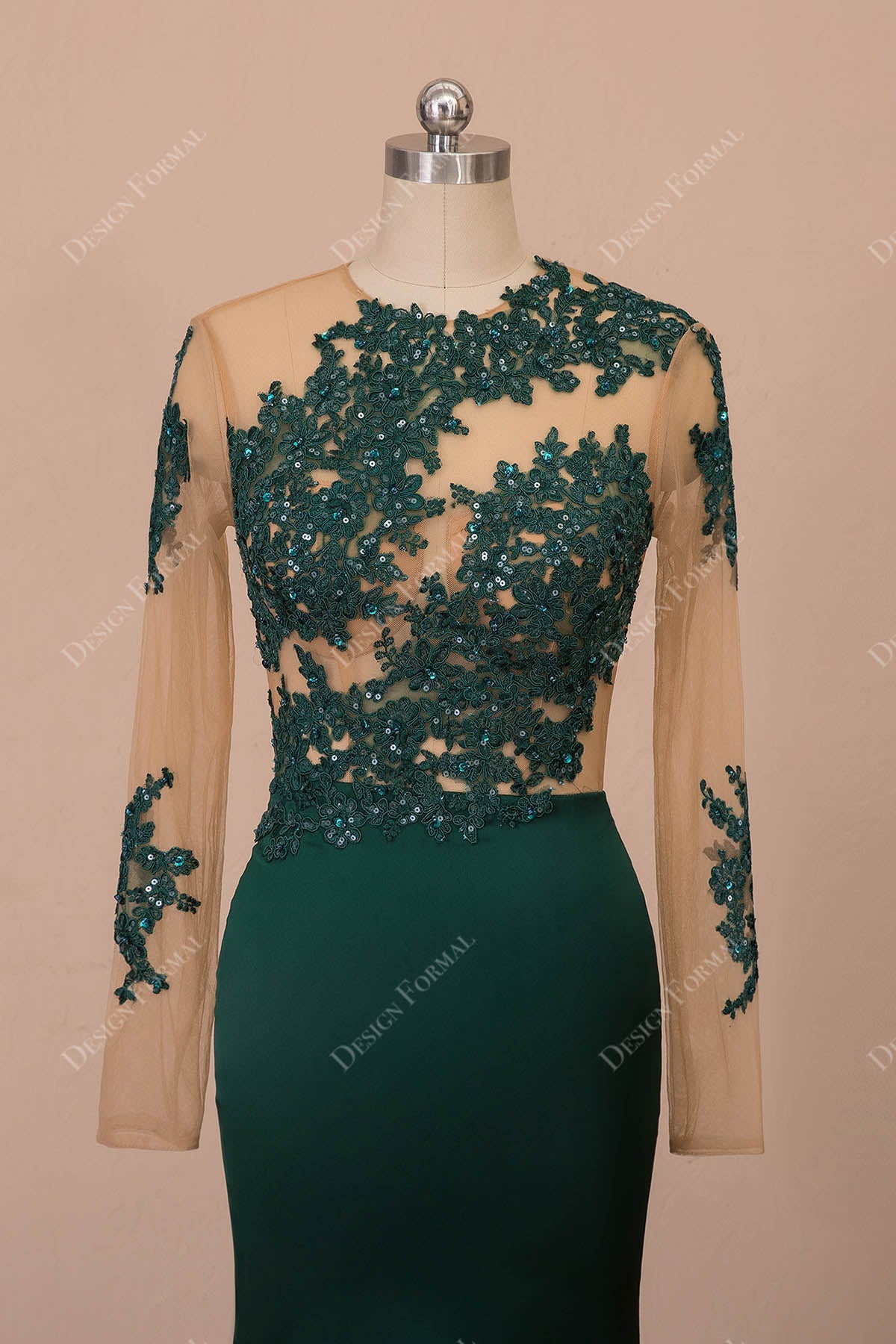 sequin lace illusion bodice