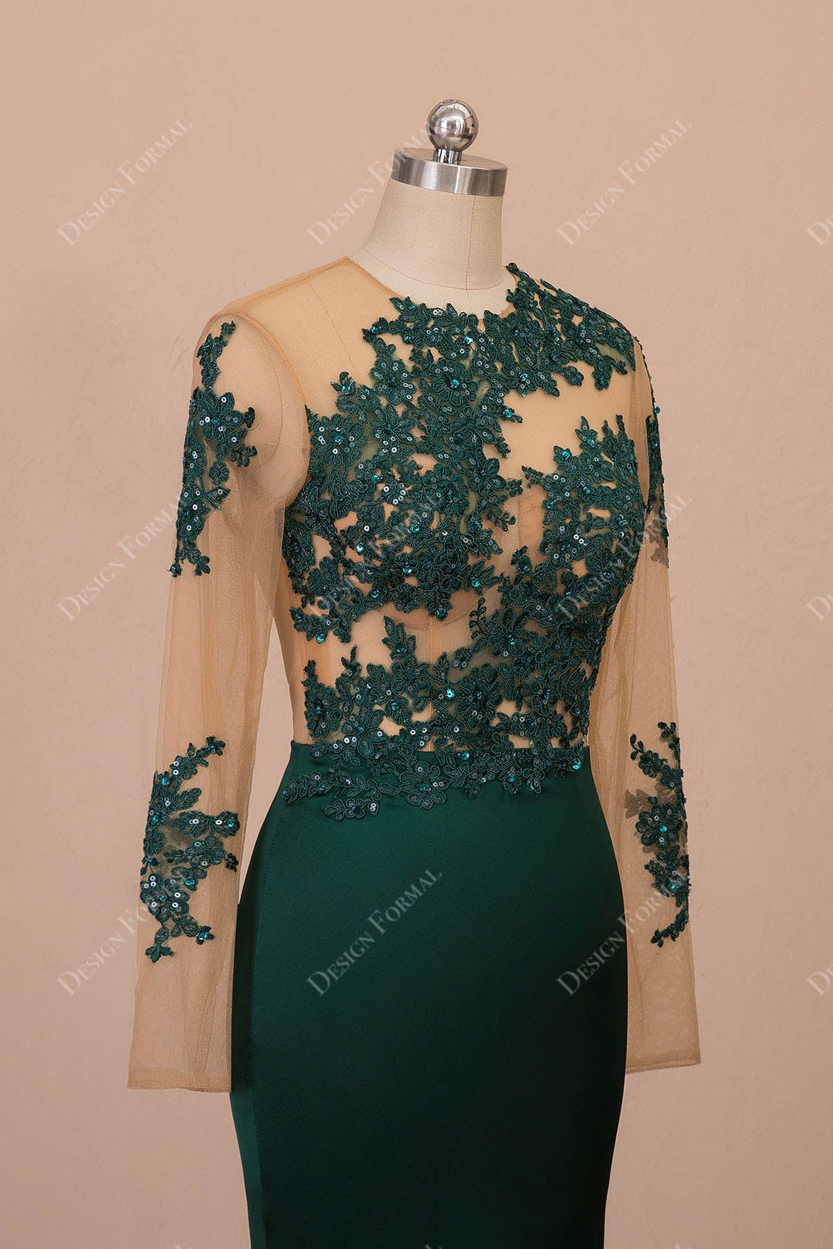 sequin lace illusion lace jersey dress