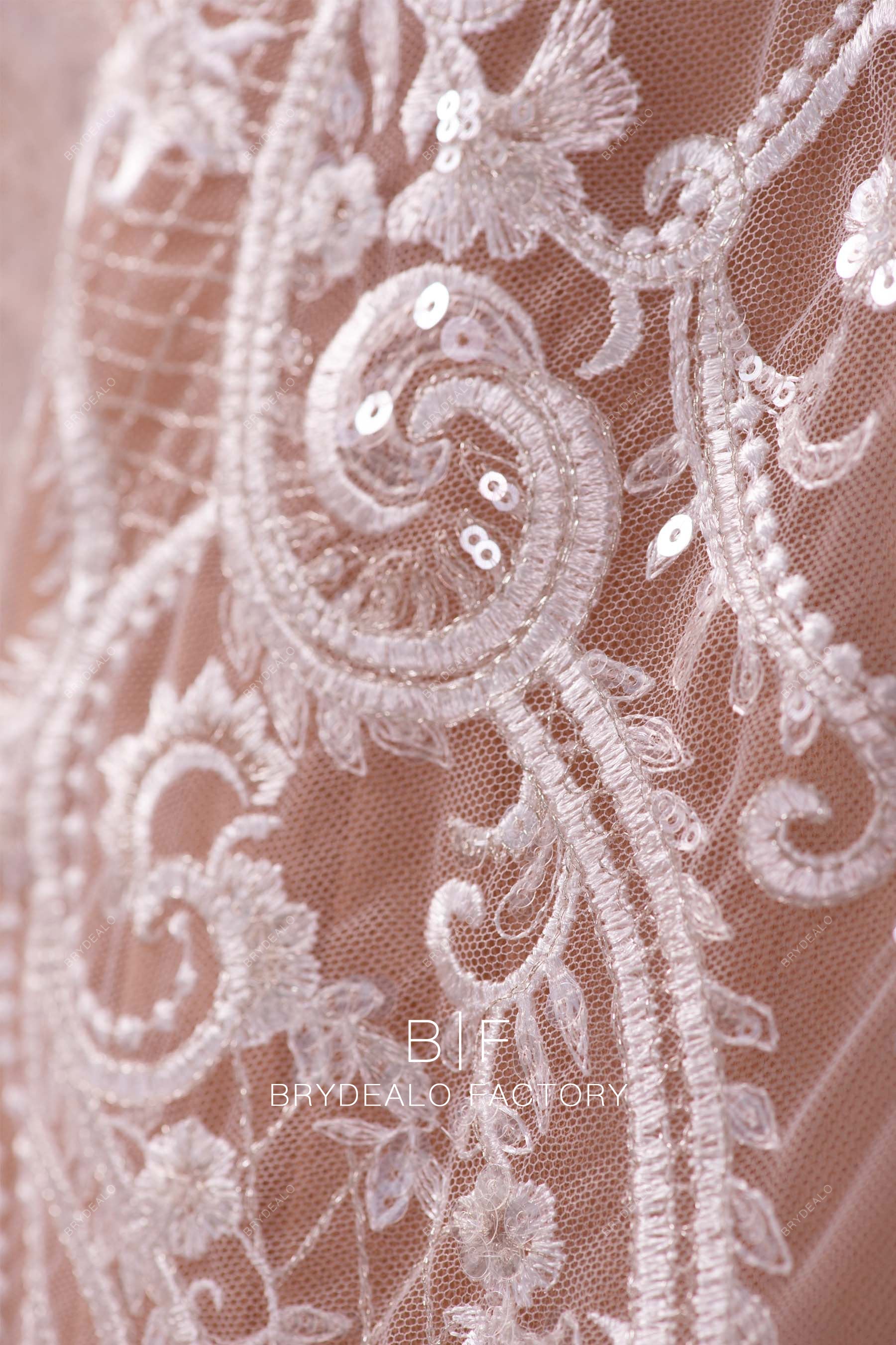 high quality sequined totem embroidery lace for dresses