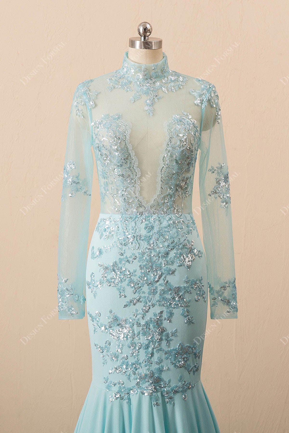 sequins appliques illusion bodice